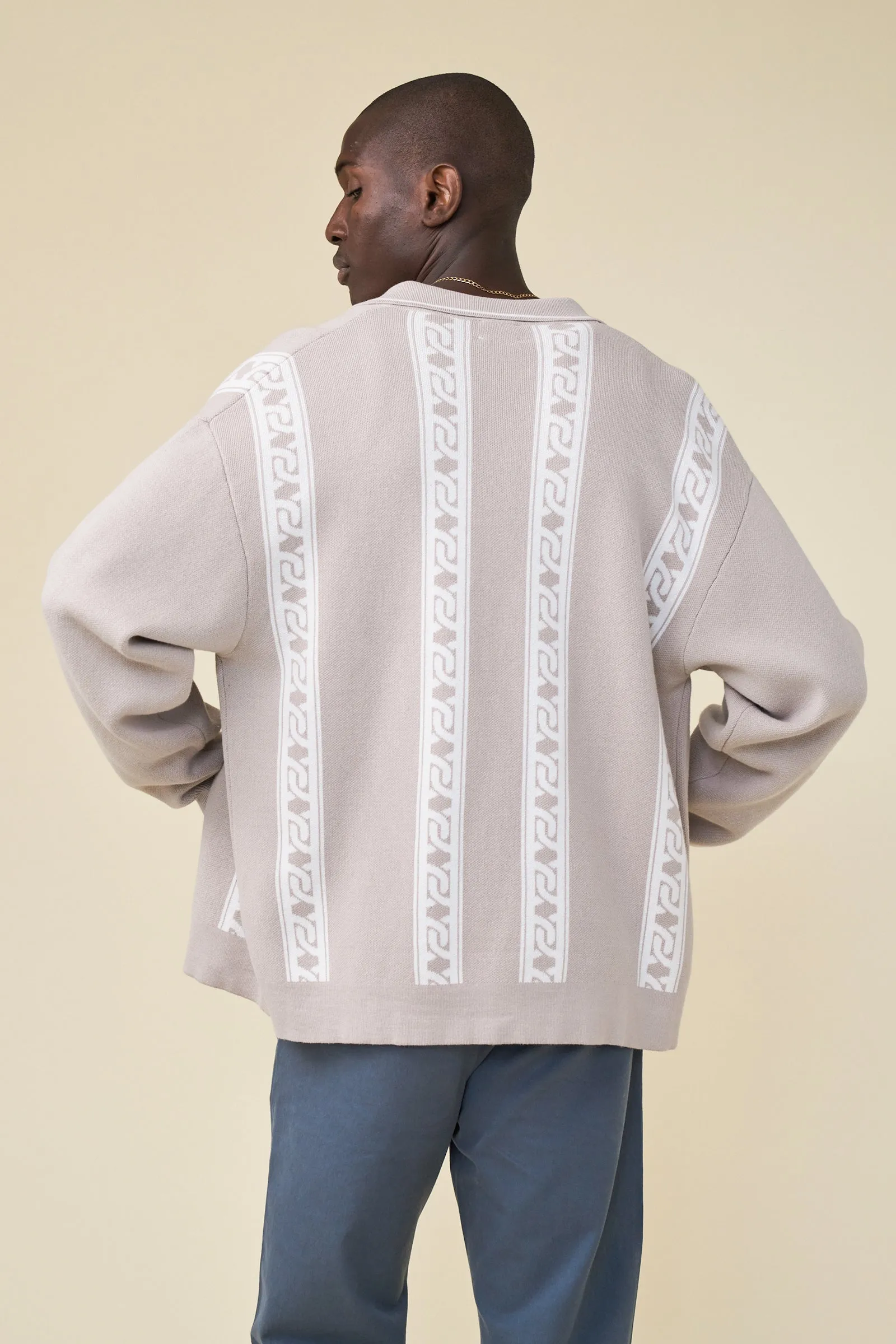 CHAIN FULL ZIP KNIT POLO - ASH sold by Bound product image thumbnail 4