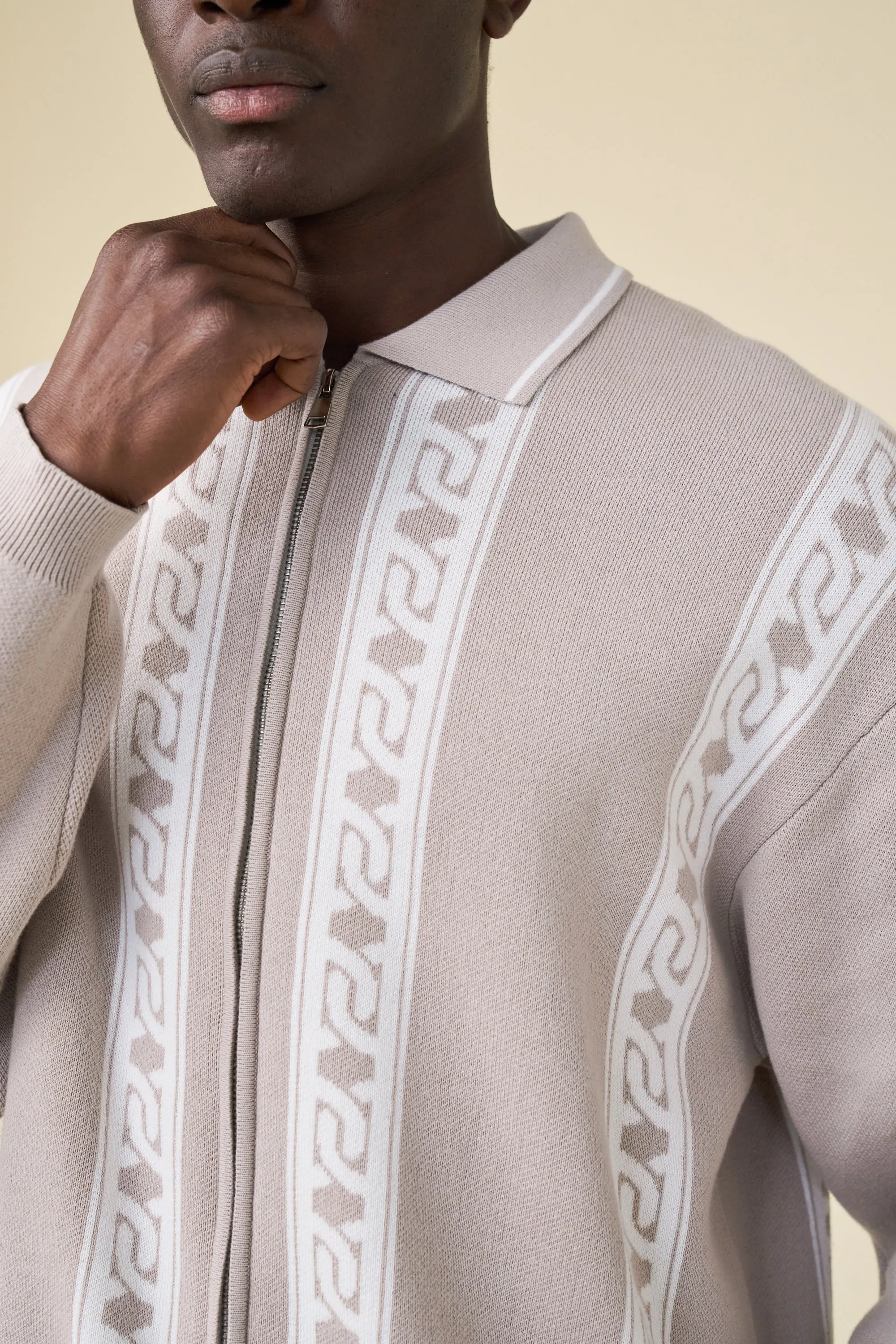 CHAIN FULL ZIP KNIT POLO - ASH sold by Bound product image thumbnail 5