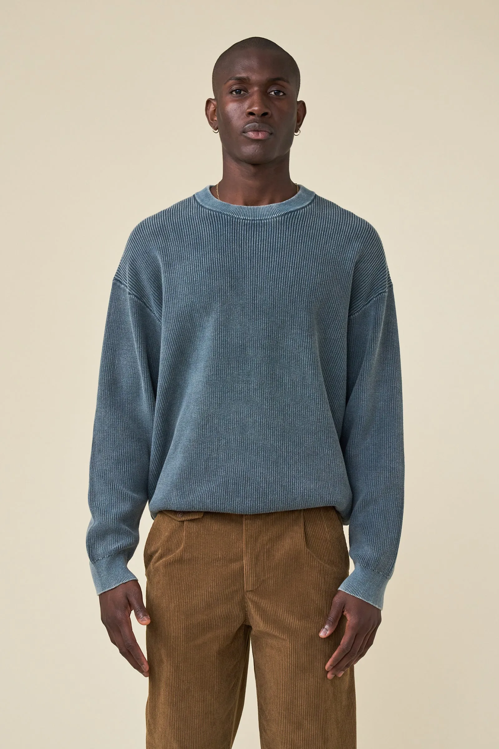 ACID WASHED CREWNECK SWEATER - AGAVE sold by Bound