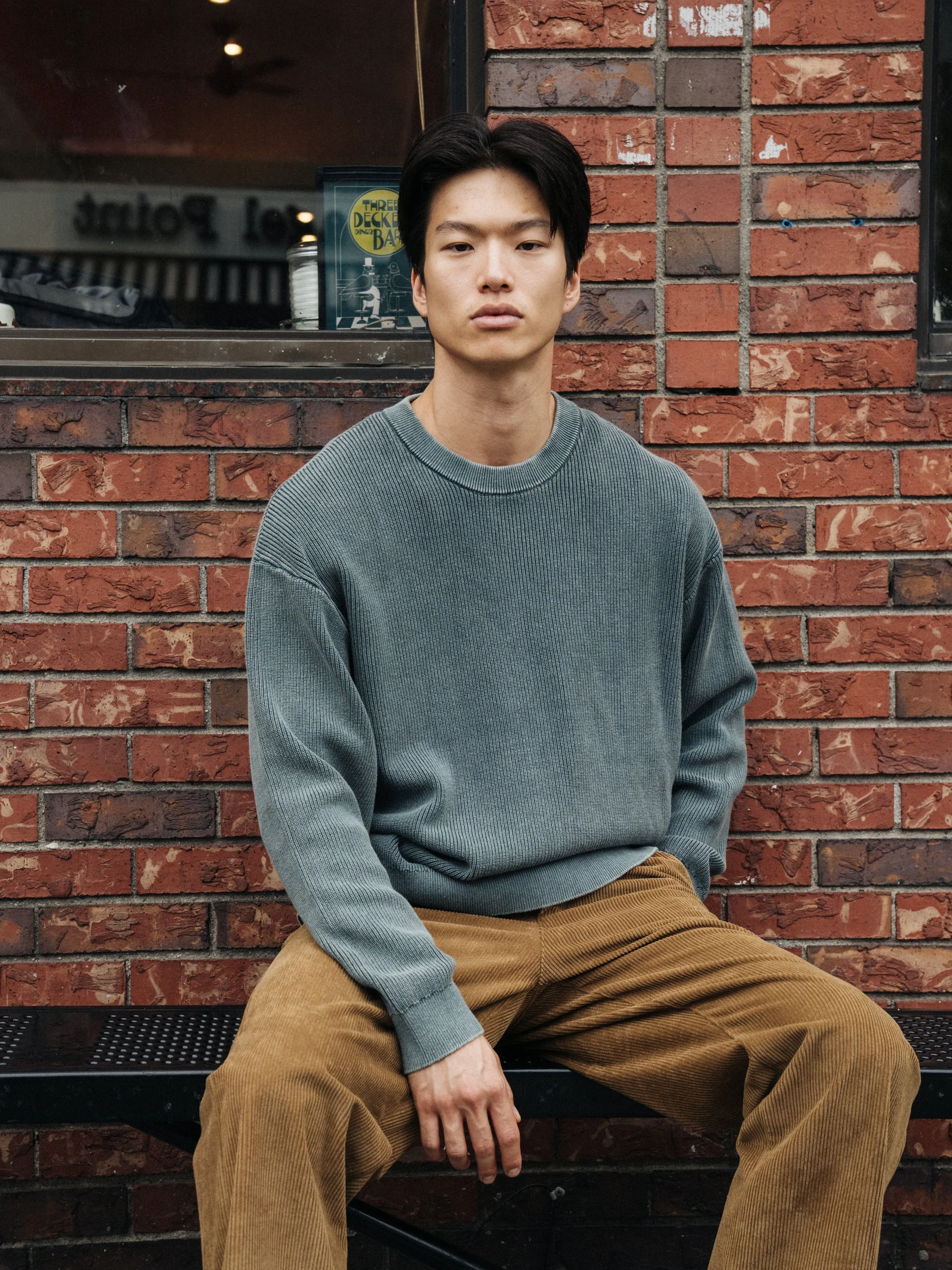 ACID WASHED CREWNECK SWEATER - AGAVE sold by Bound product image thumbnail 2