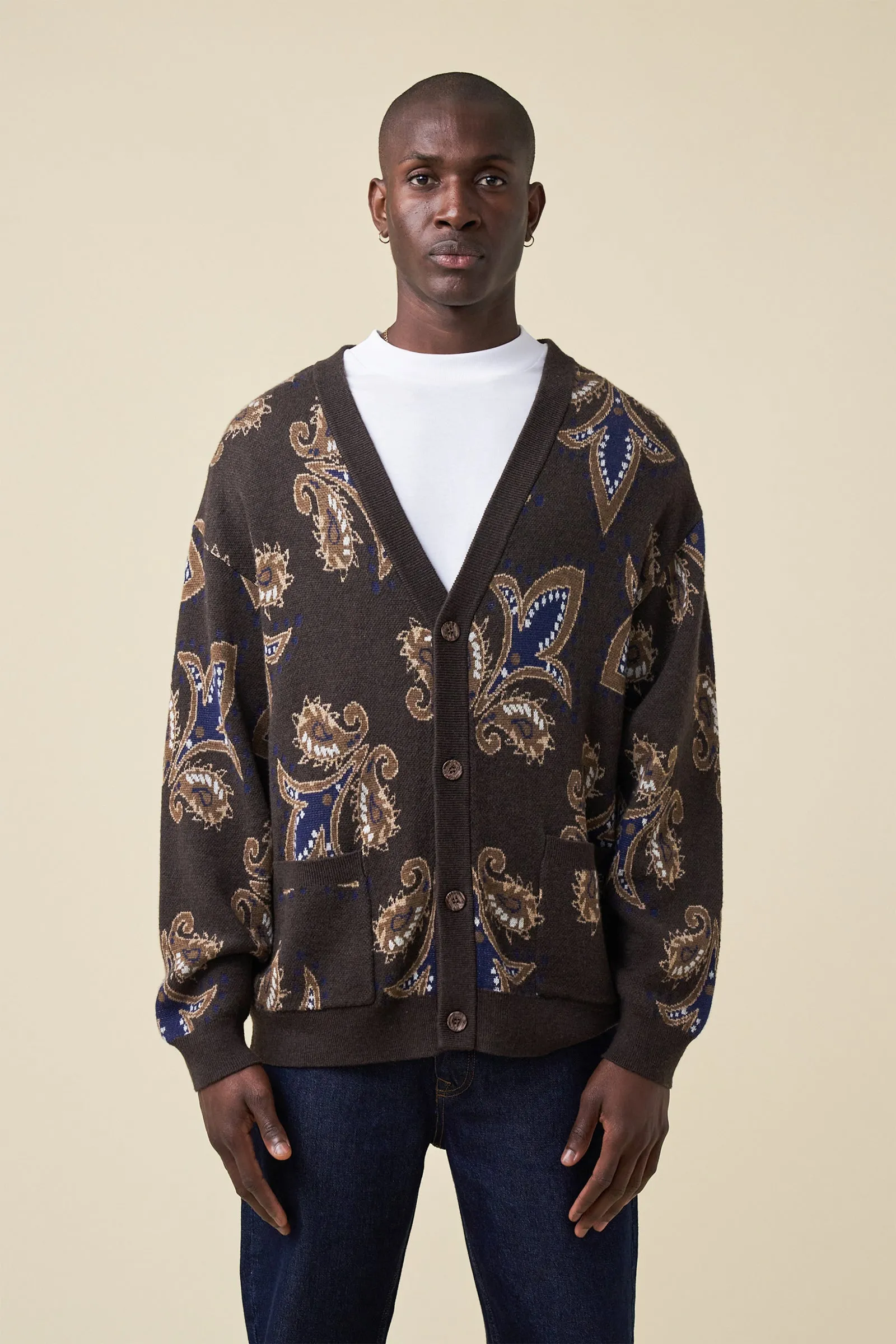 PAISLEY WOOL GRANDAD CARDIGAN sold by Bound