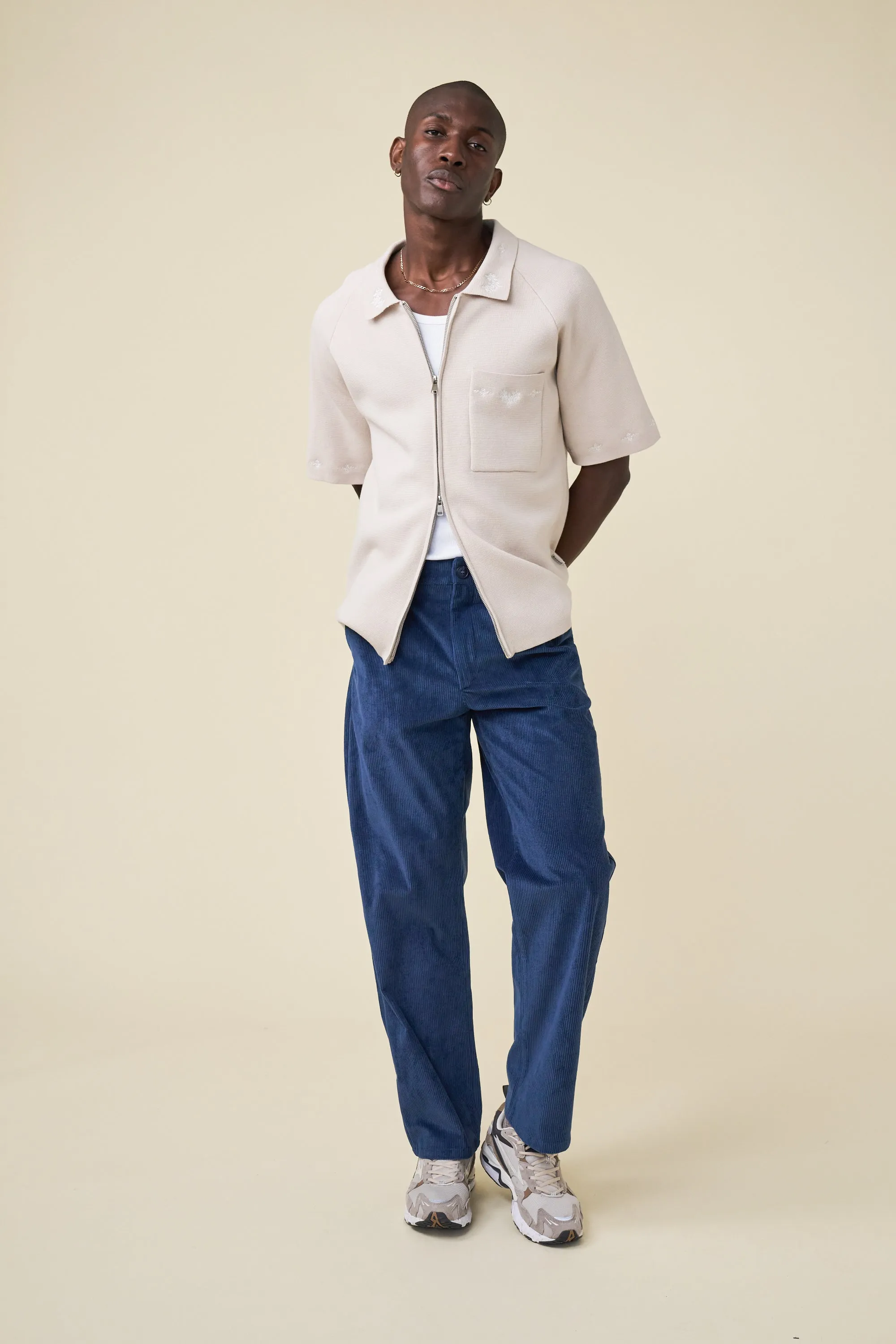 AZTEC CROPPED ZIP KNIT POLO - STONE sold by Bound product image thumbnail 4