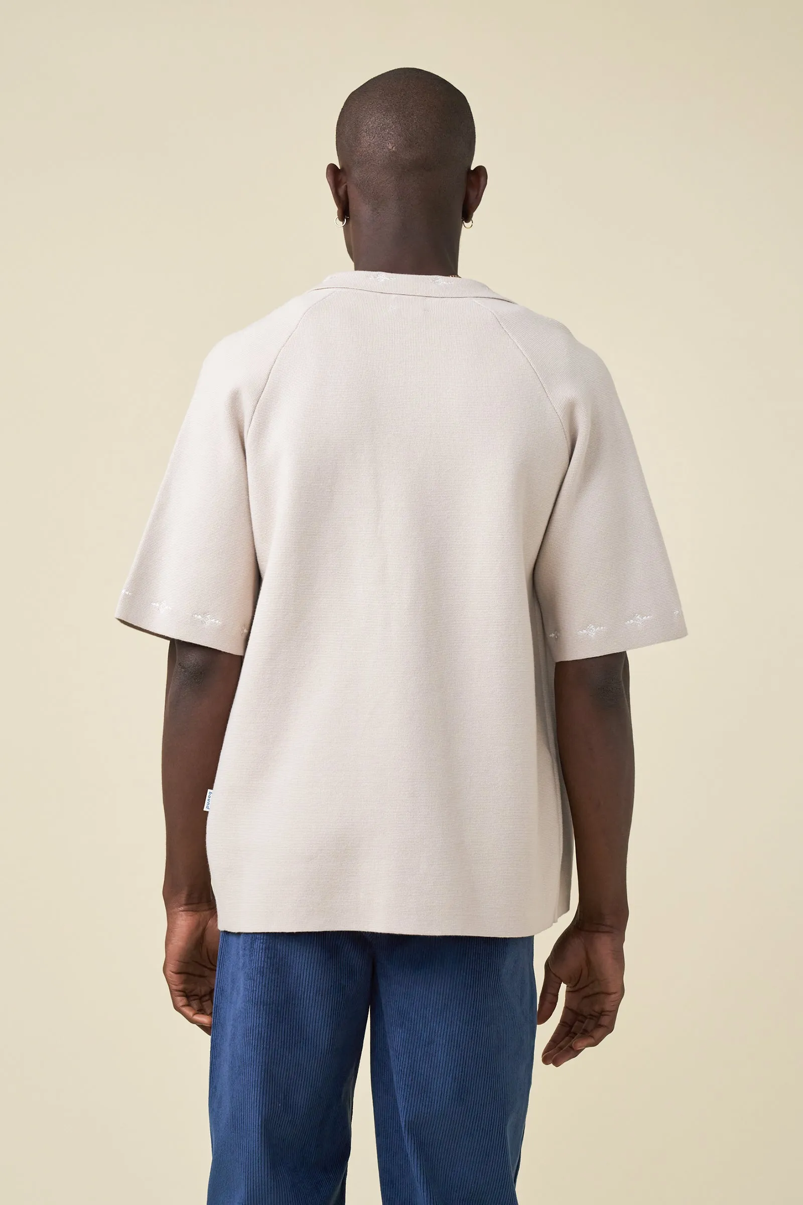 AZTEC CROPPED ZIP KNIT POLO - STONE sold by Bound product image thumbnail 5