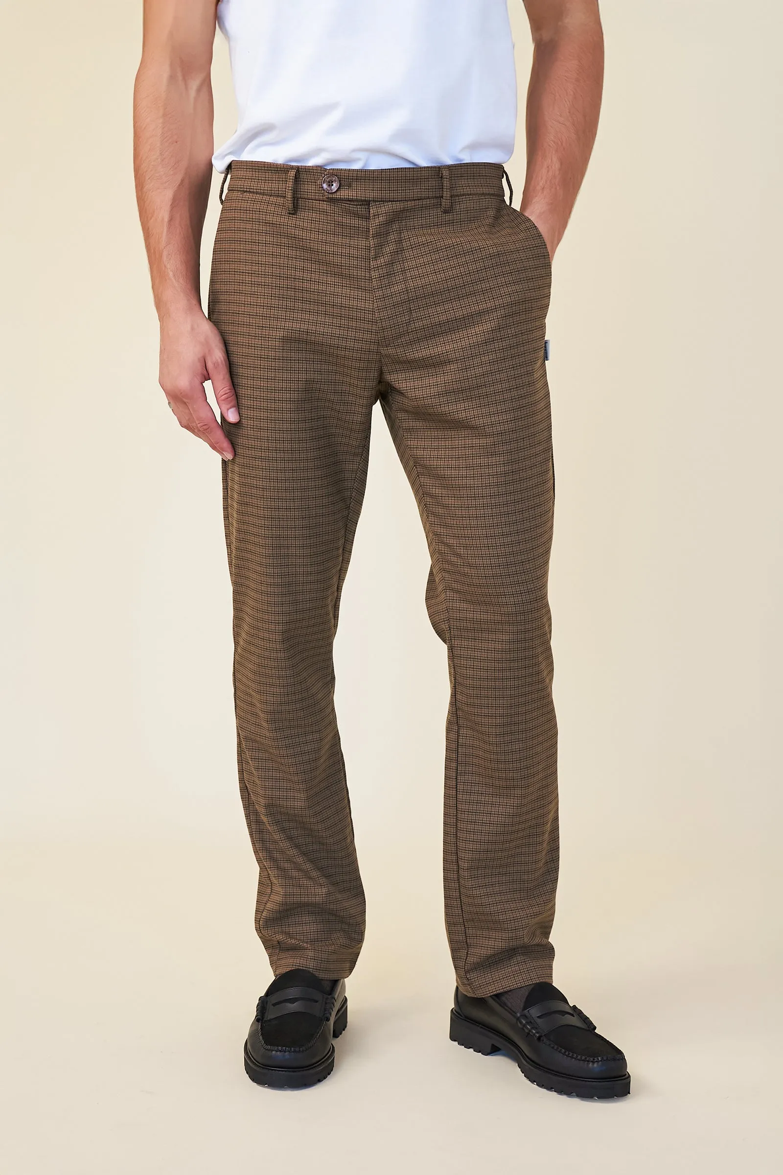 DOGTOOTH SMART TROUSER - FOX BROWN sold by Bound