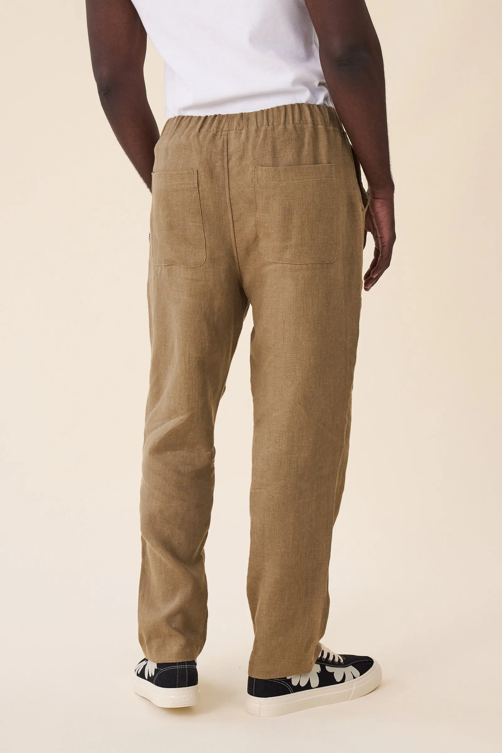 RELAXED LINEN TROUSERS - ARMY GREEN sold by Bound product image thumbnail 3