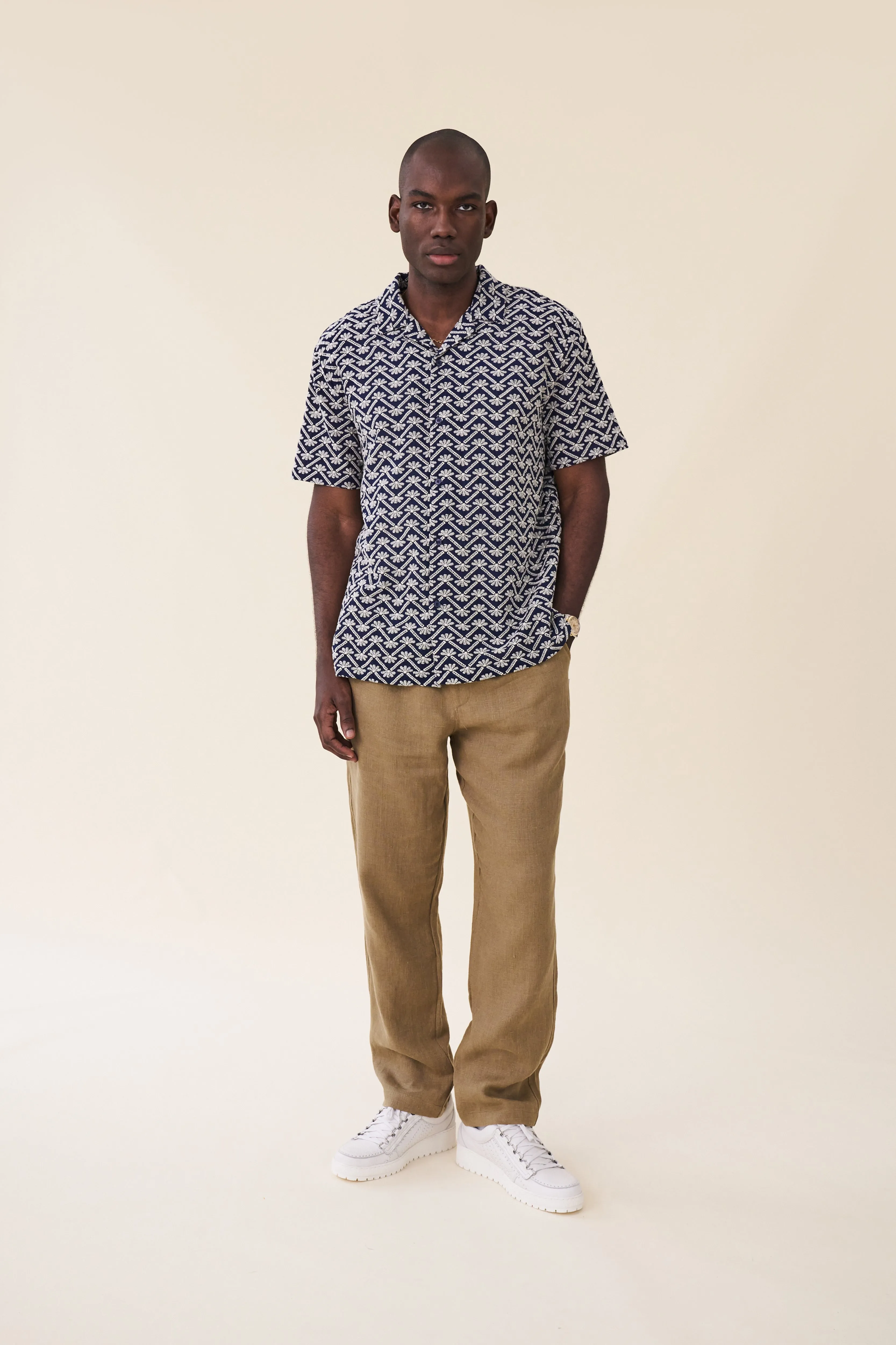 RELAXED LINEN TROUSERS - ARMY GREEN sold by Bound product image thumbnail 5