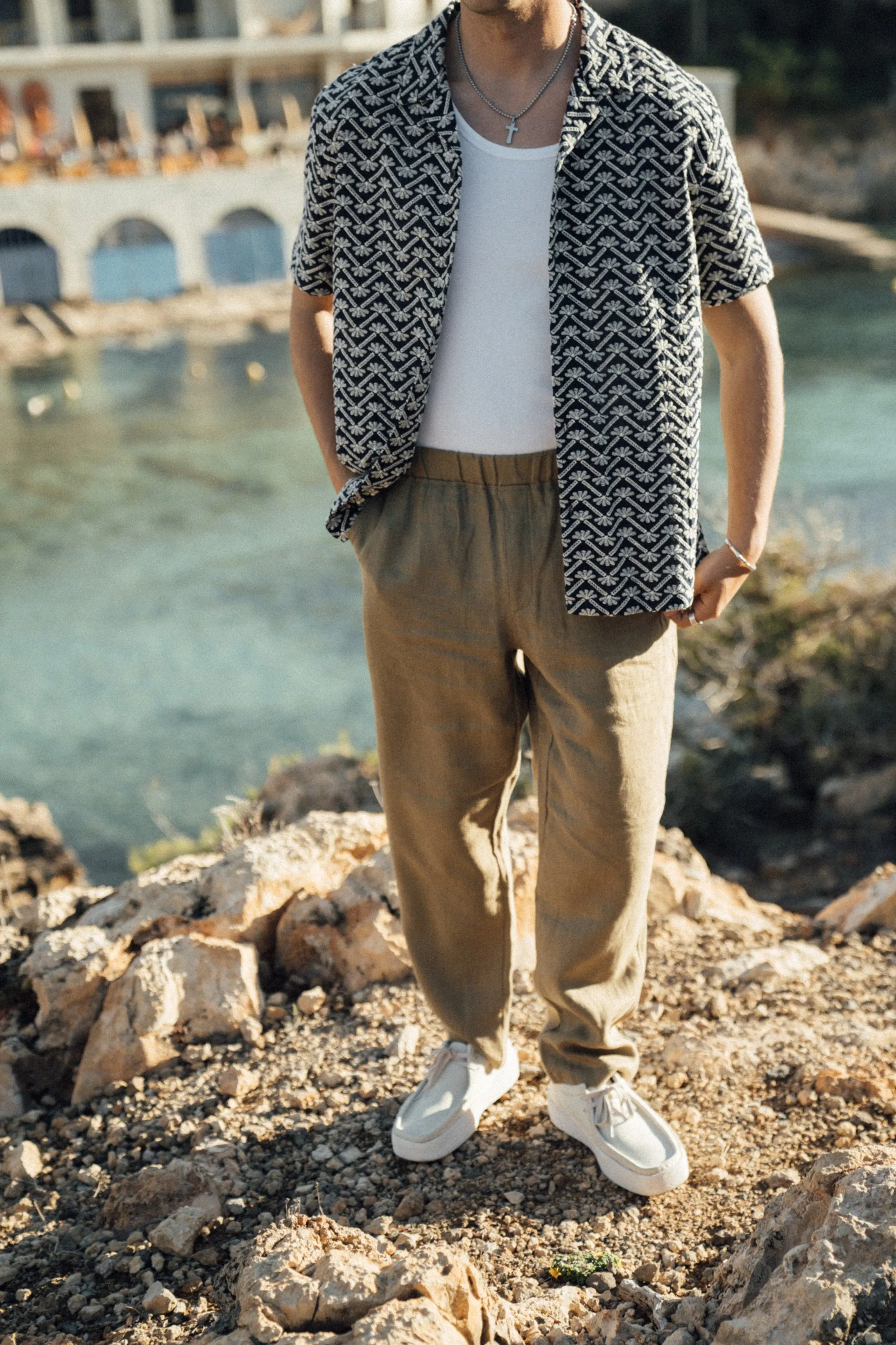 RELAXED LINEN TROUSERS - ARMY GREEN sold by Bound product image thumbnail 2