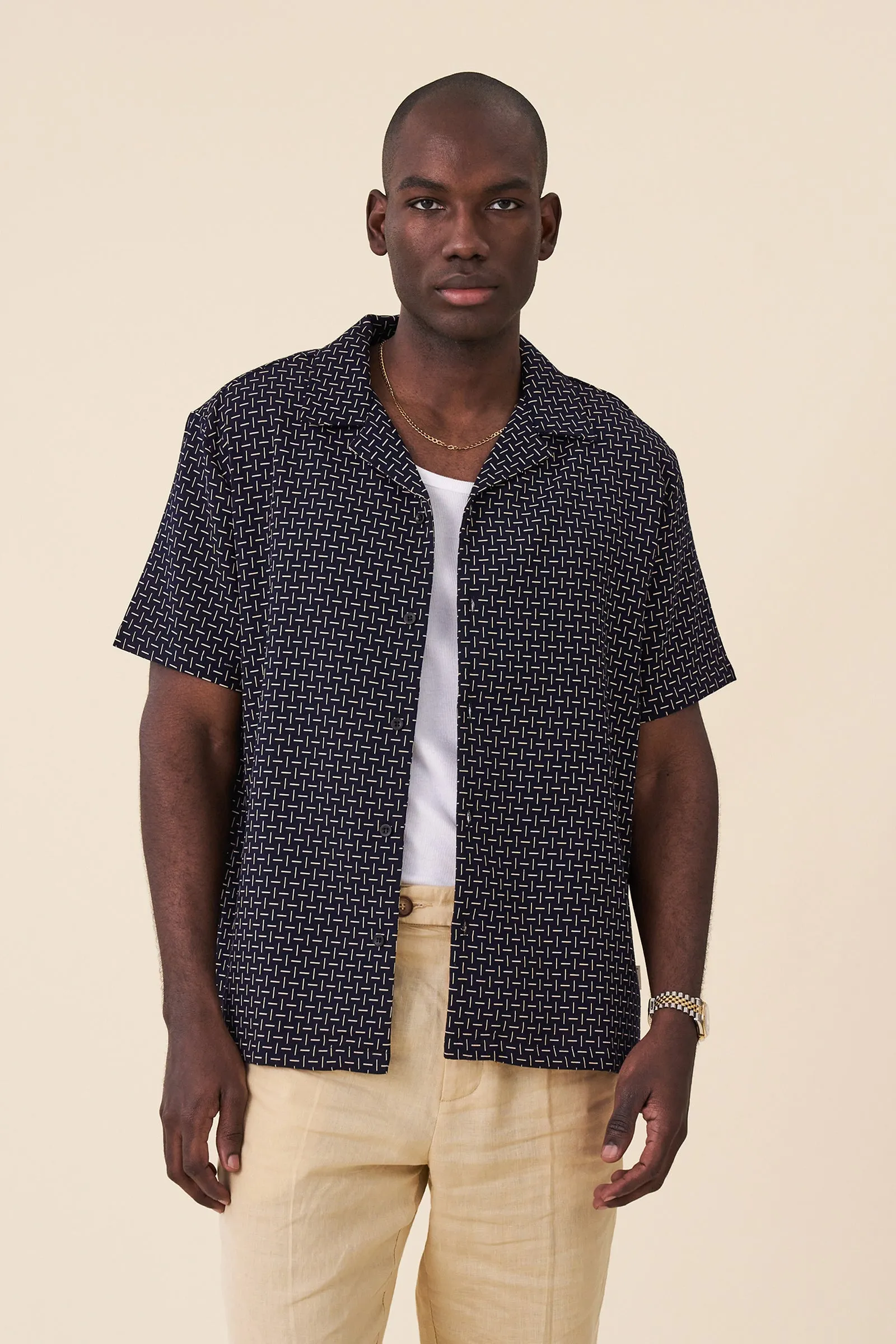 STRIPE CUBAN SS SHIRT - NAVY sold by Bound product image thumbnail 4