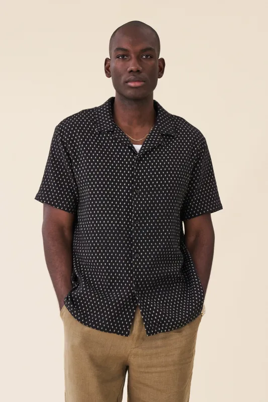PAISLEY CUBAN SS SHIRT - BLACK sold by Bound