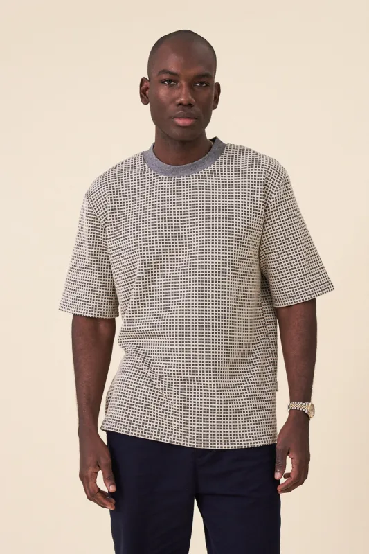 RAISED SQUARE JACQUARD TEE - GREY sold by Bound