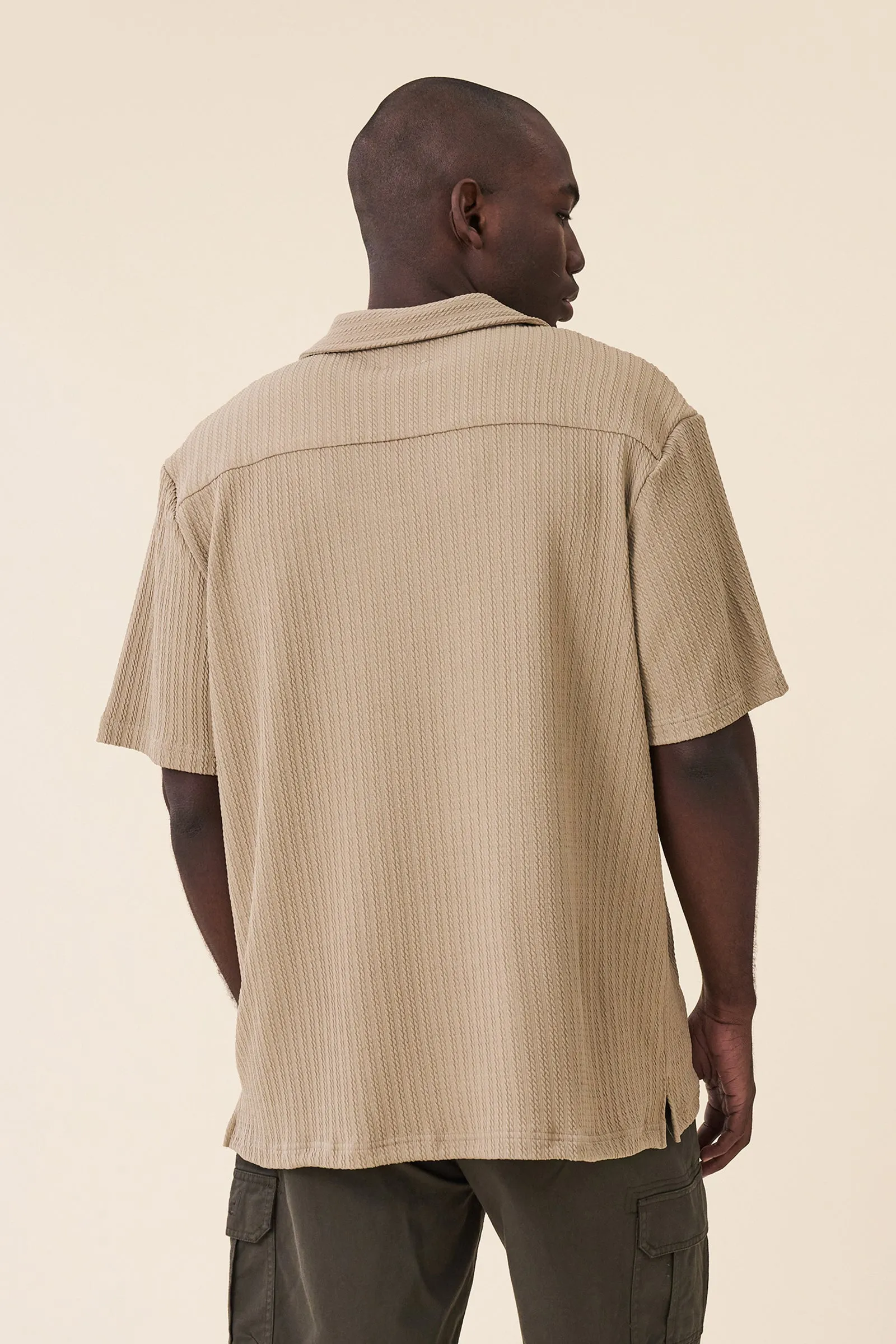 BEIGE CABLE TEXTURE CUBAN SS SHIRT sold by Bound product image thumbnail 4