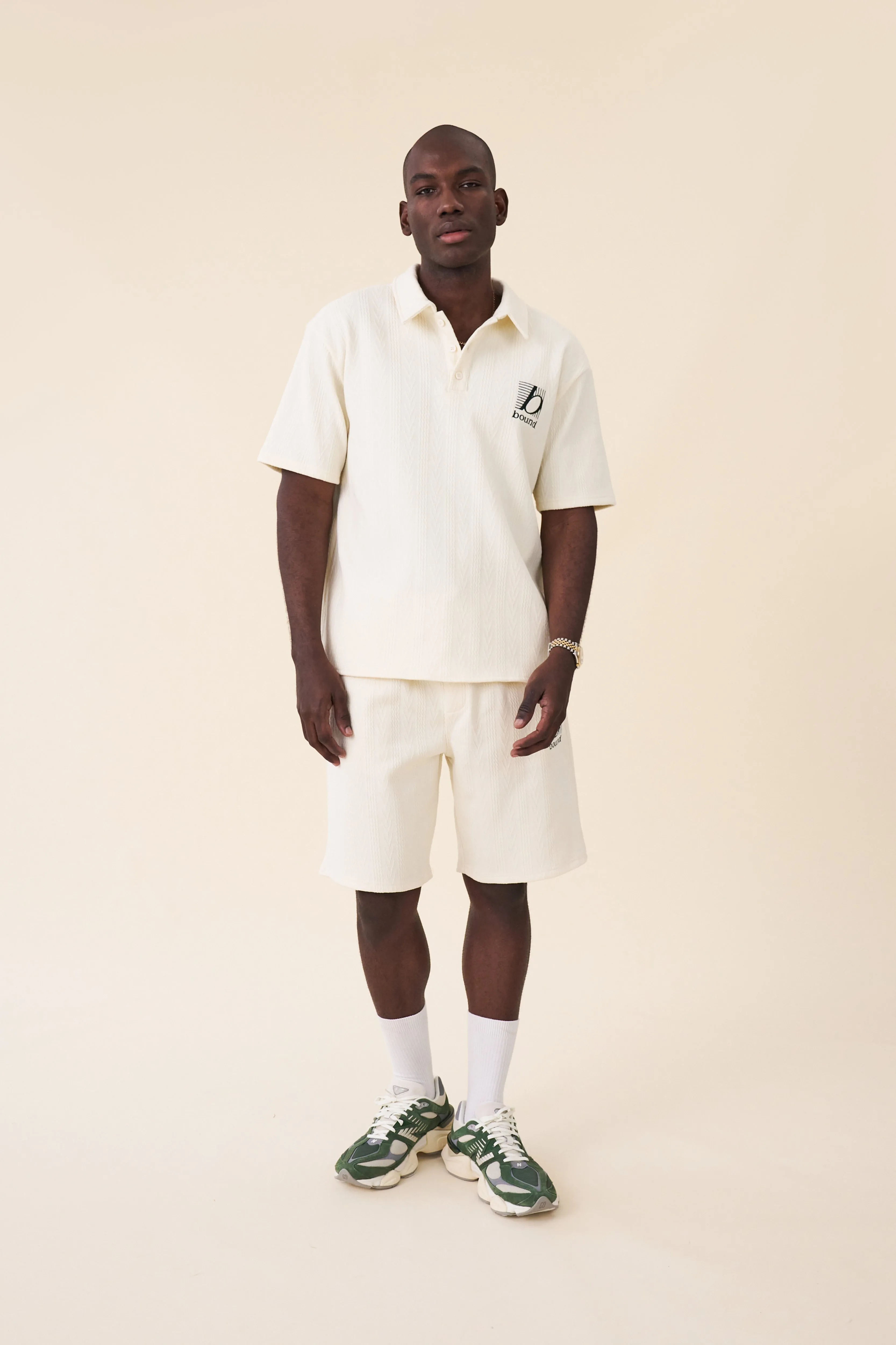 TENNIS CABLE TEXTURE POLO - ECRU sold by Bound product image thumbnail 5