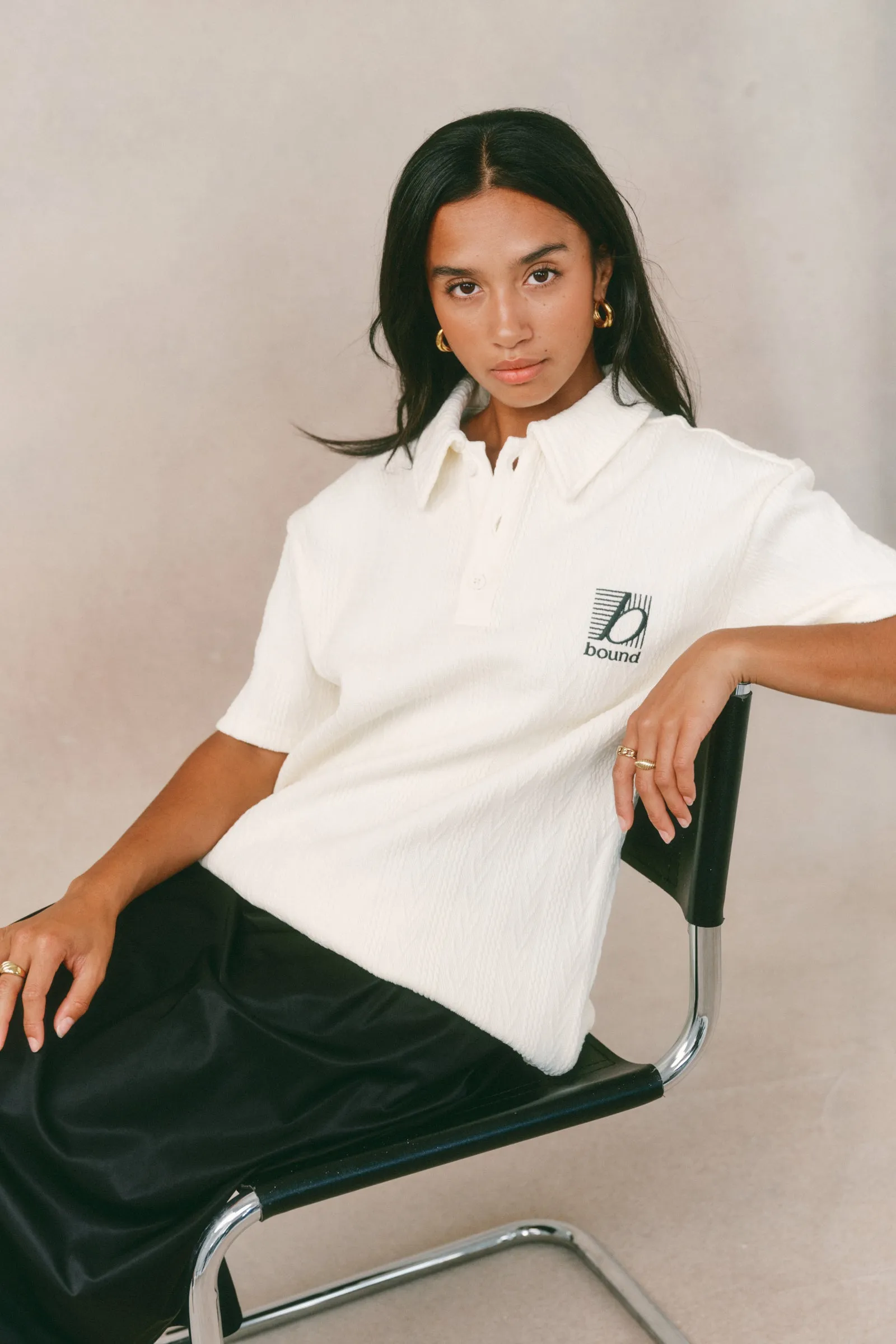 TENNIS CABLE TEXTURE POLO - ECRU sold by Bound product image thumbnail 3