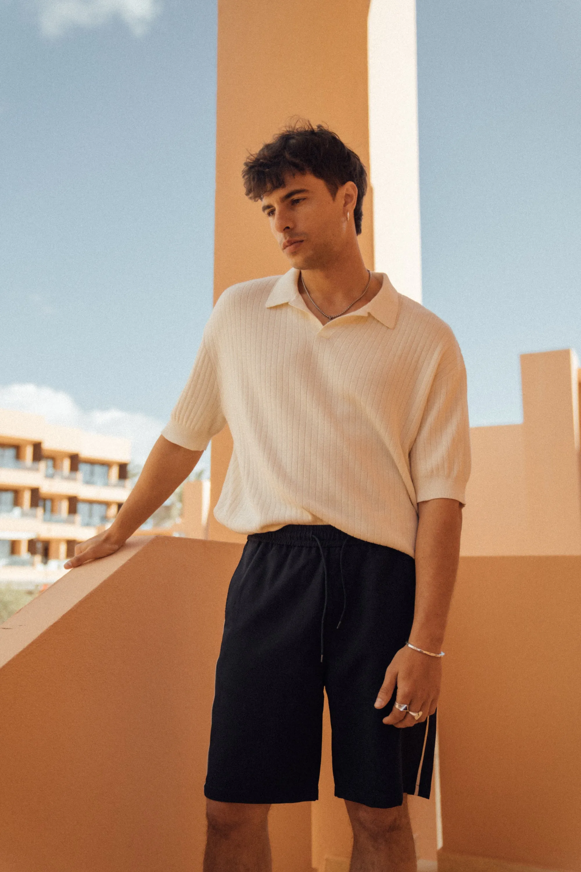 STRIPE TRACK SHORTS - NAVY / ECRU sold by Bound product image thumbnail 2