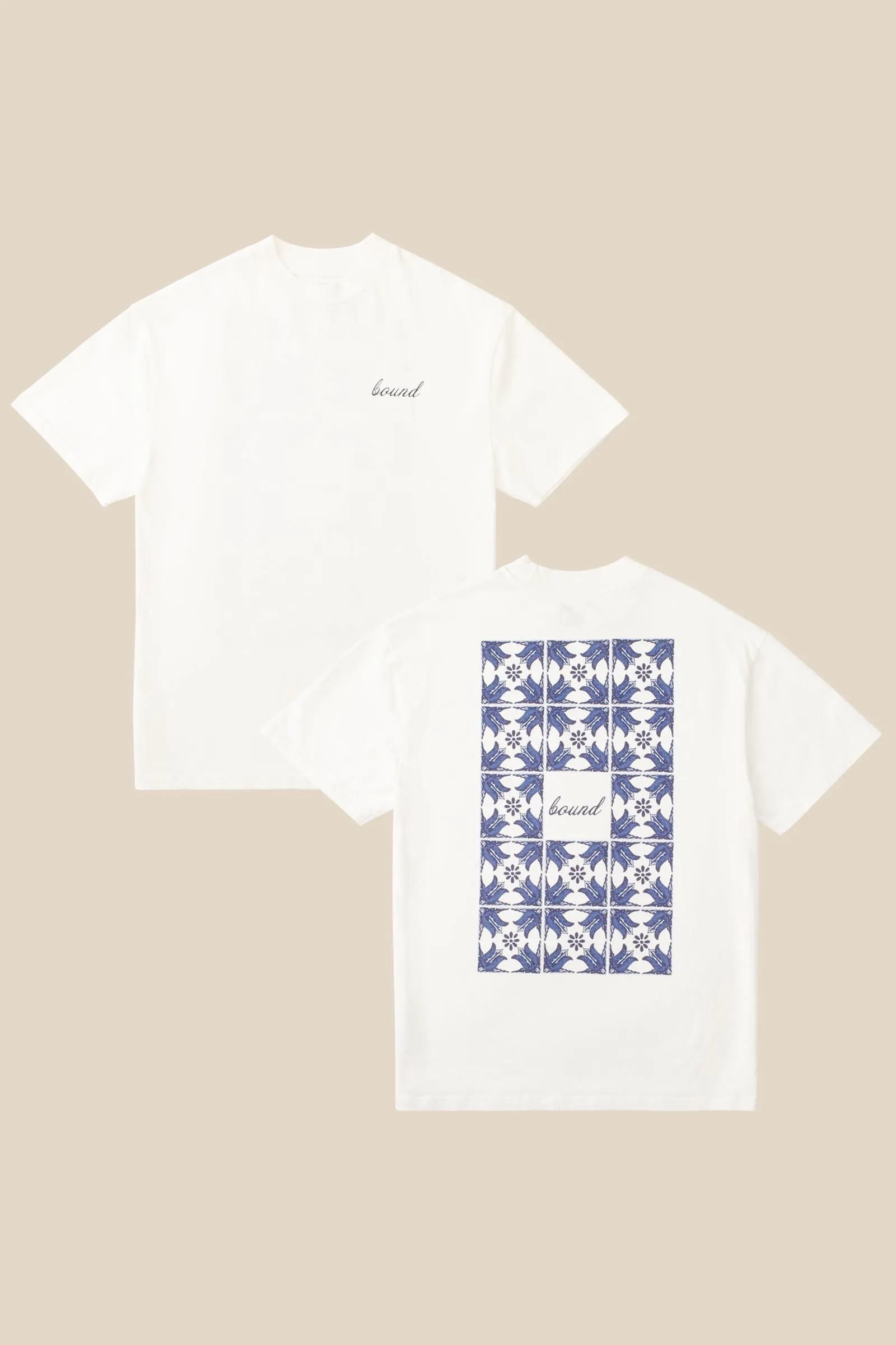 PORTO AZULEJOS TEE - ECRU sold by Bound