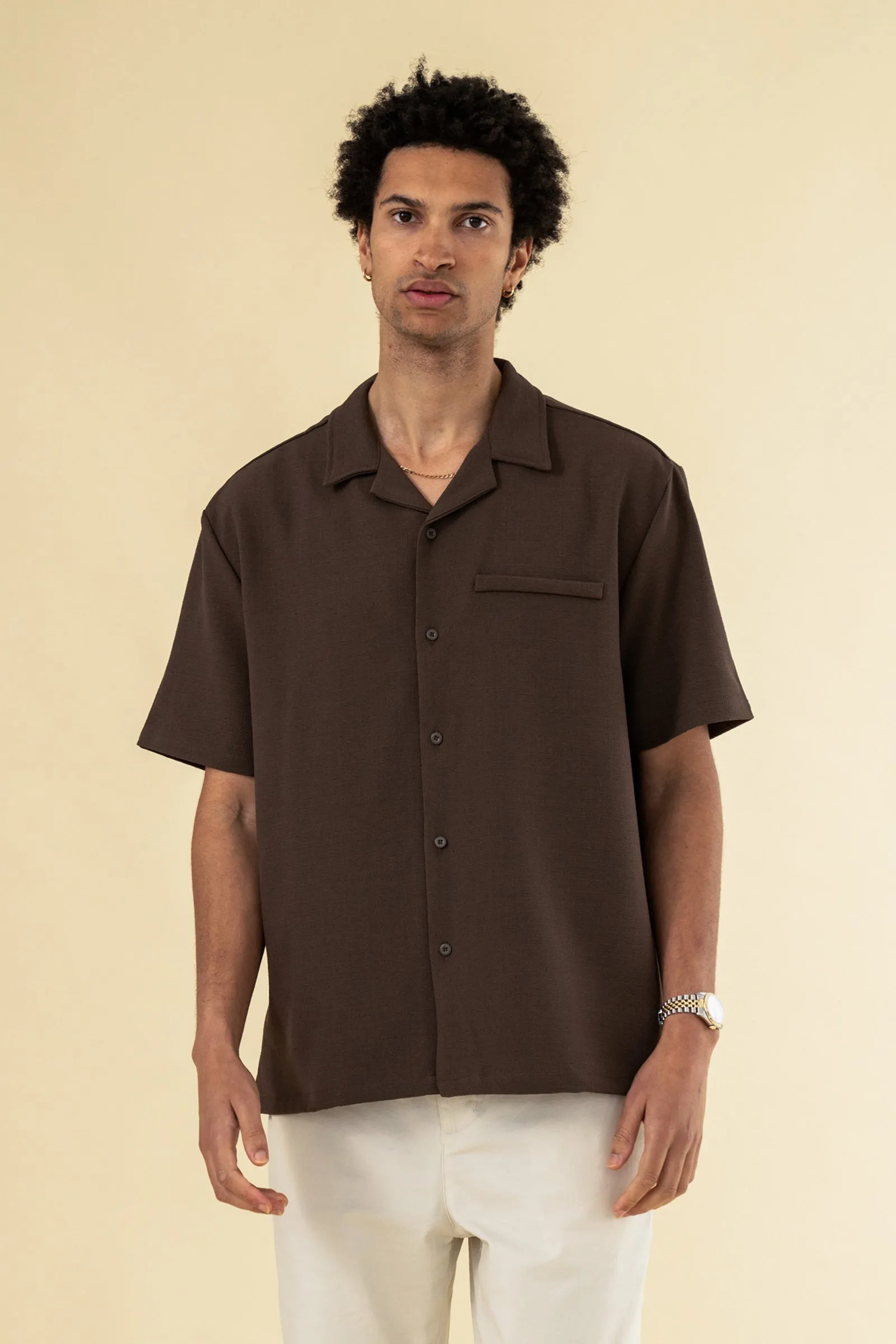 HEAVY CUBAN TEXTURED SS SHIRT - COCOA BROWN sold by Bound