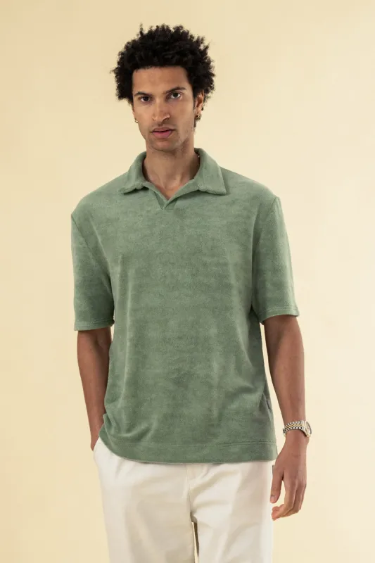 BRADLEY TERRY TOWEL POLO - GREEN sold by Bound