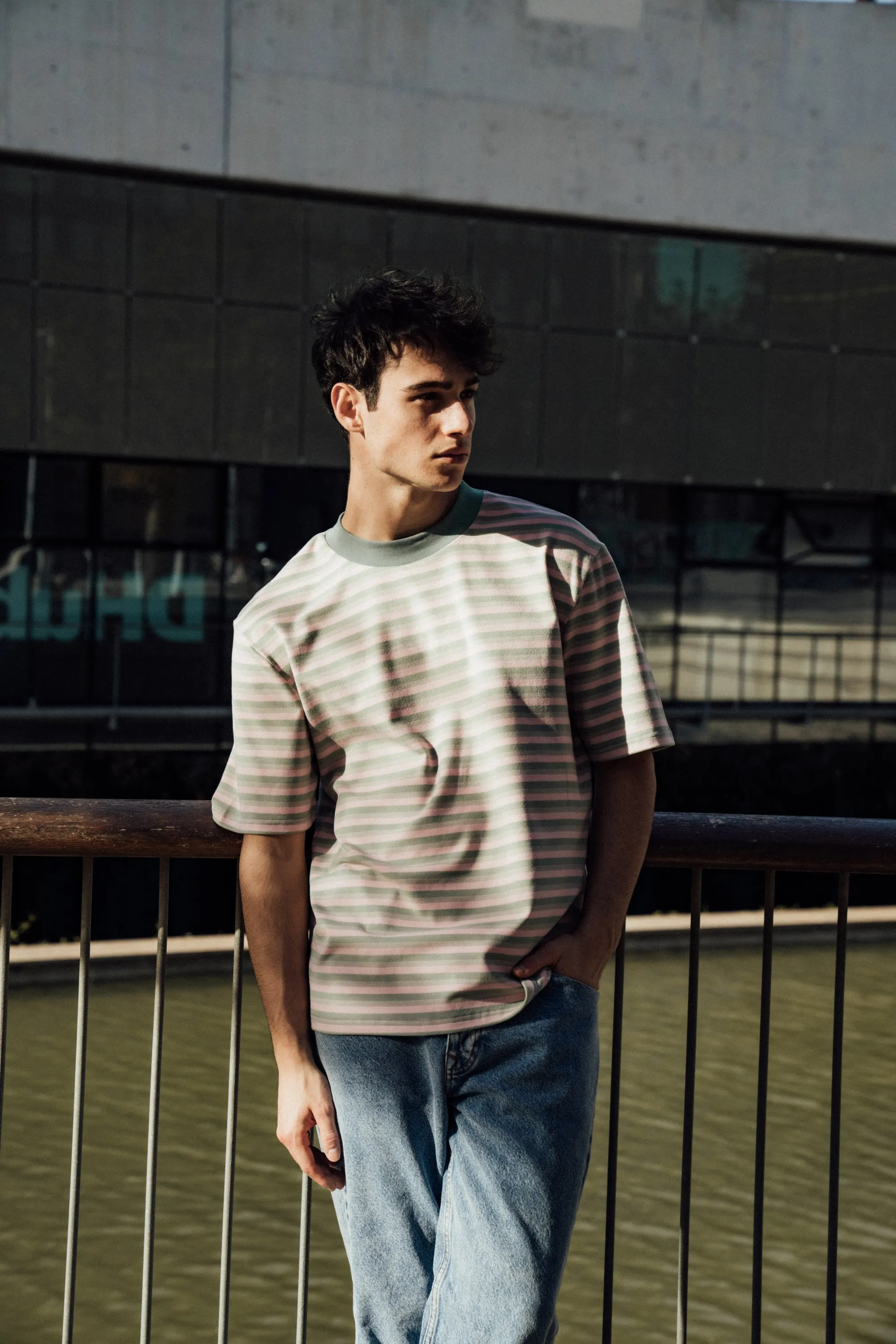 PEACHED STRIPE TEE - PINK & GREEN sold by Bound product image thumbnail 2