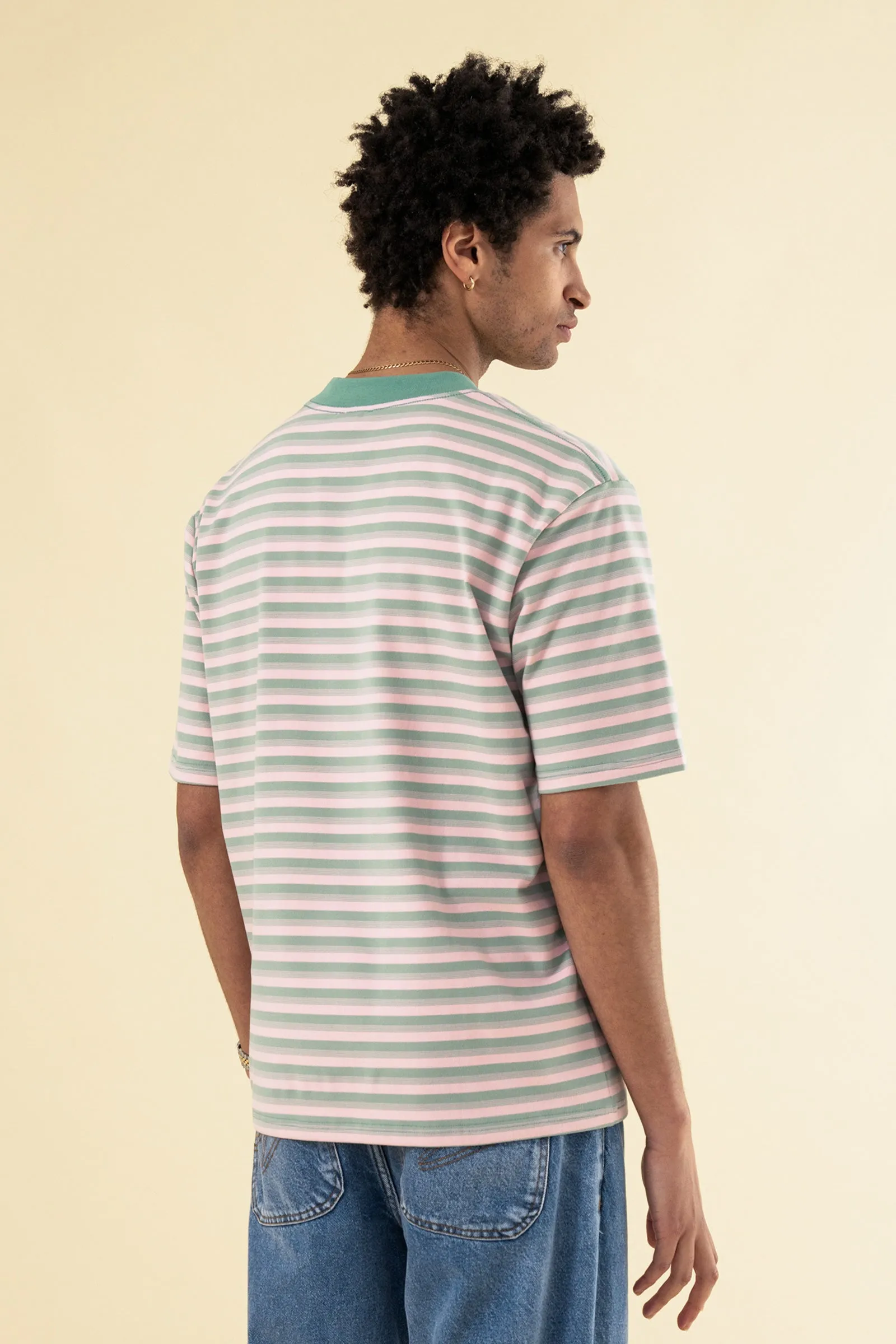 PEACHED STRIPE TEE - PINK & GREEN sold by Bound product image thumbnail 5