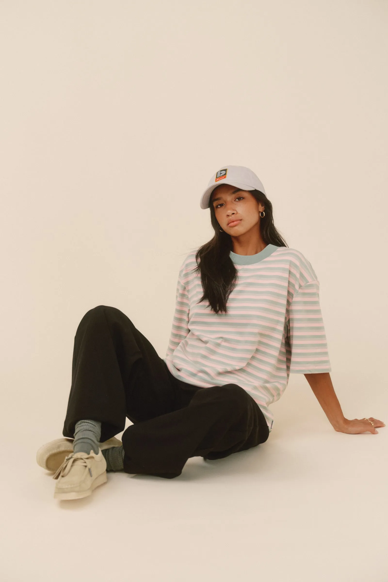 PEACHED STRIPE TEE - PINK & GREEN sold by Bound product image thumbnail 3