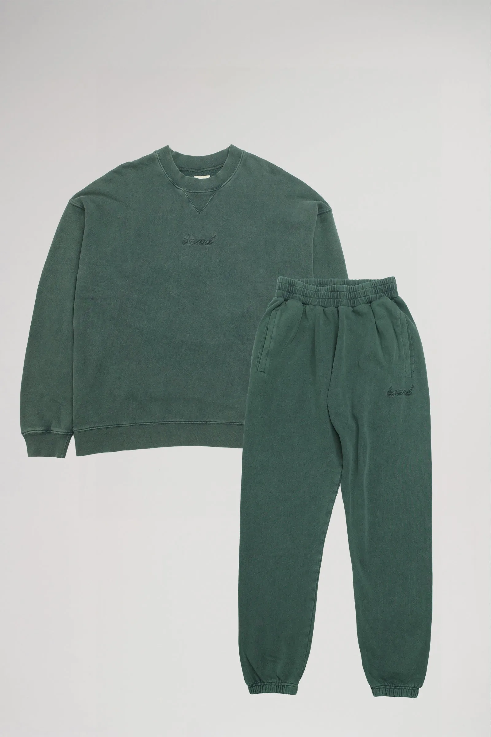 SUSTAIN WASHED GREEN SWEATER & JOGGERS SET sold by Bound