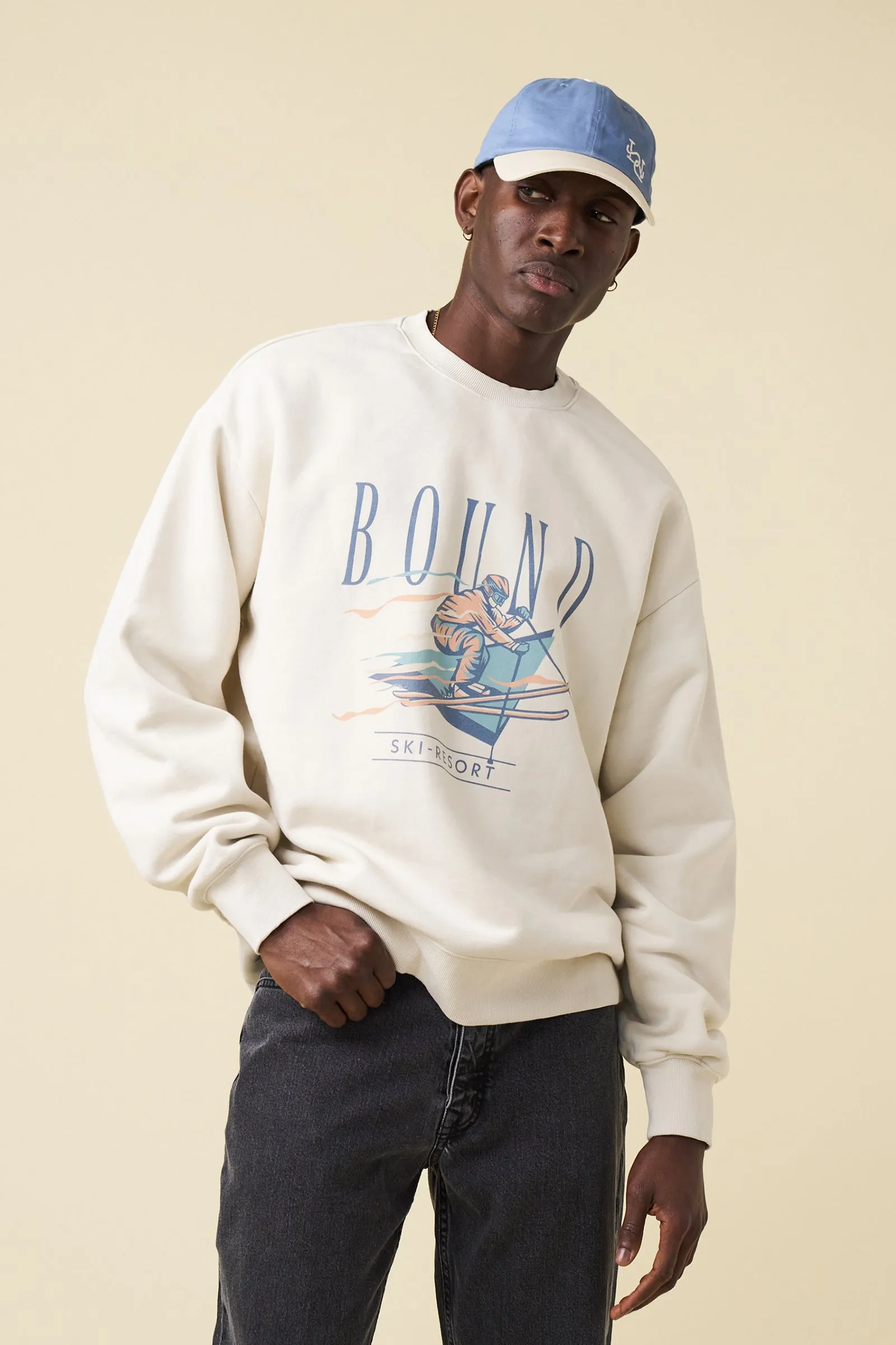 ALPINE RETRO WASHED SWEATER - CREAM sold by Bound