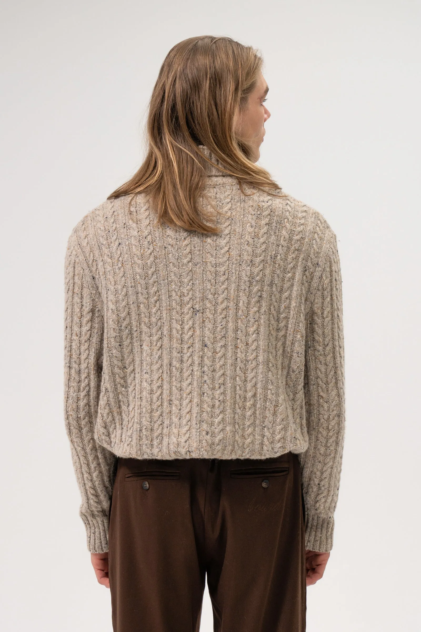 OATMEAL CABLE KNIT ROLL NECK sold by Bound product image thumbnail 5