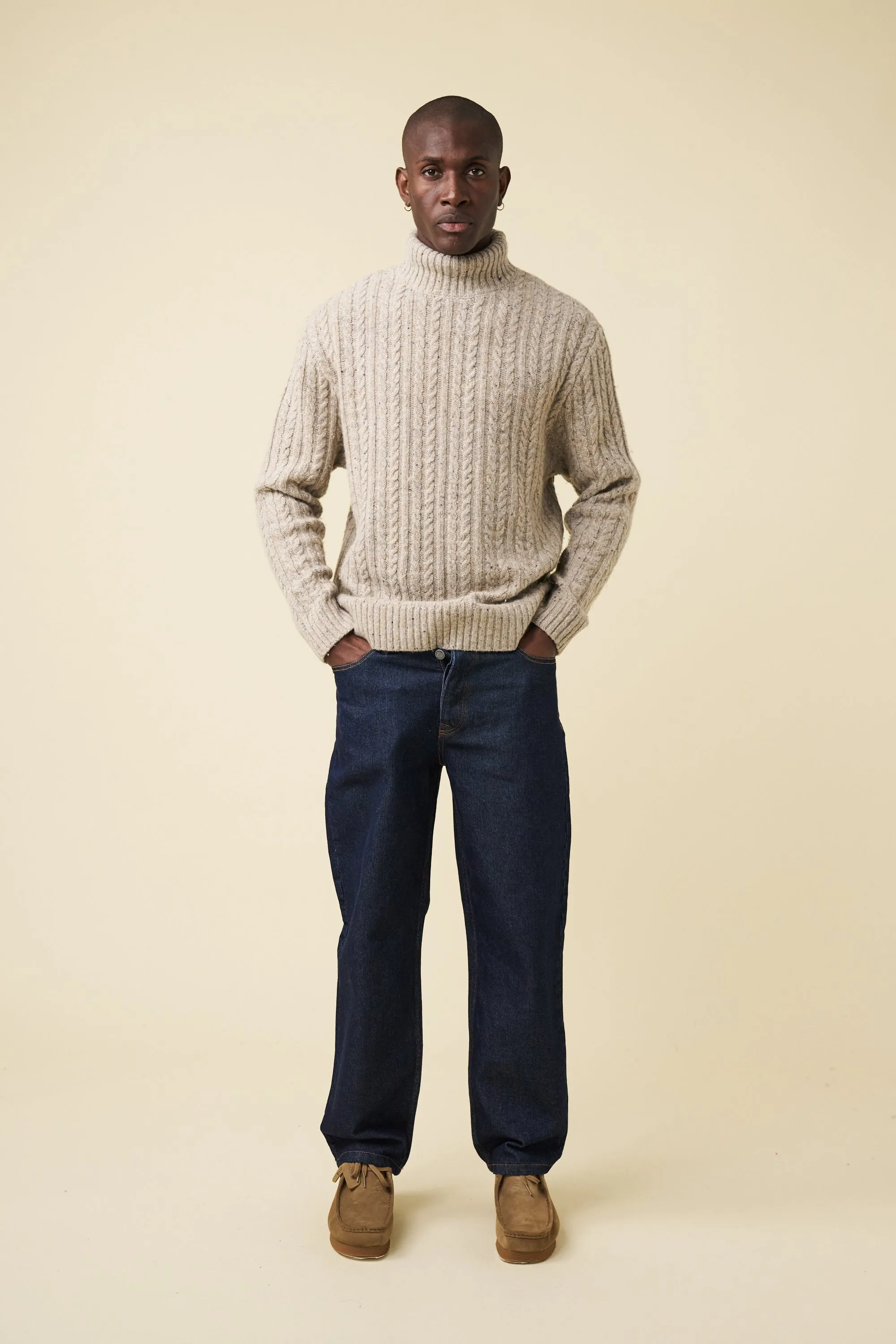 OATMEAL CABLE KNIT ROLL NECK sold by Bound product image thumbnail 3