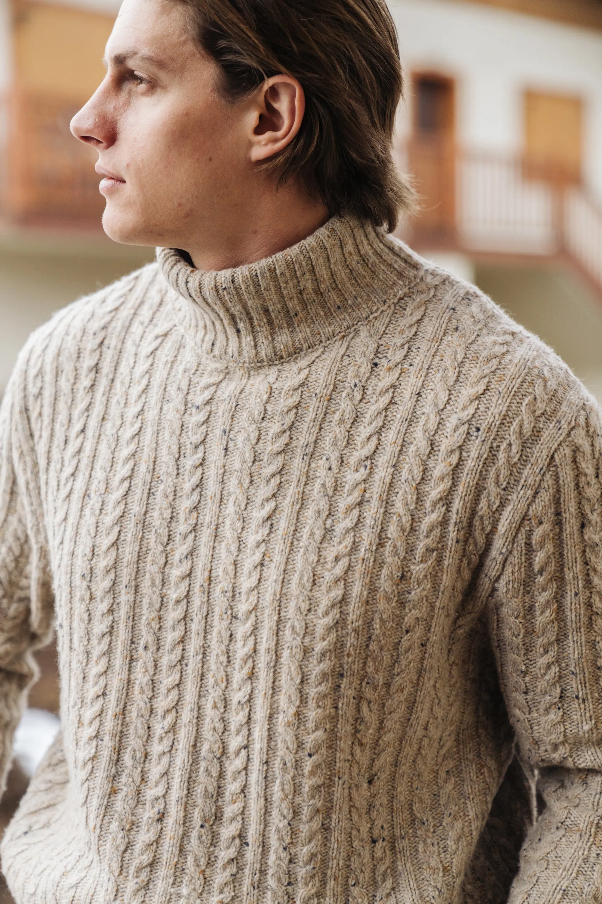 OATMEAL CABLE KNIT ROLL NECK sold by Bound product image thumbnail 2