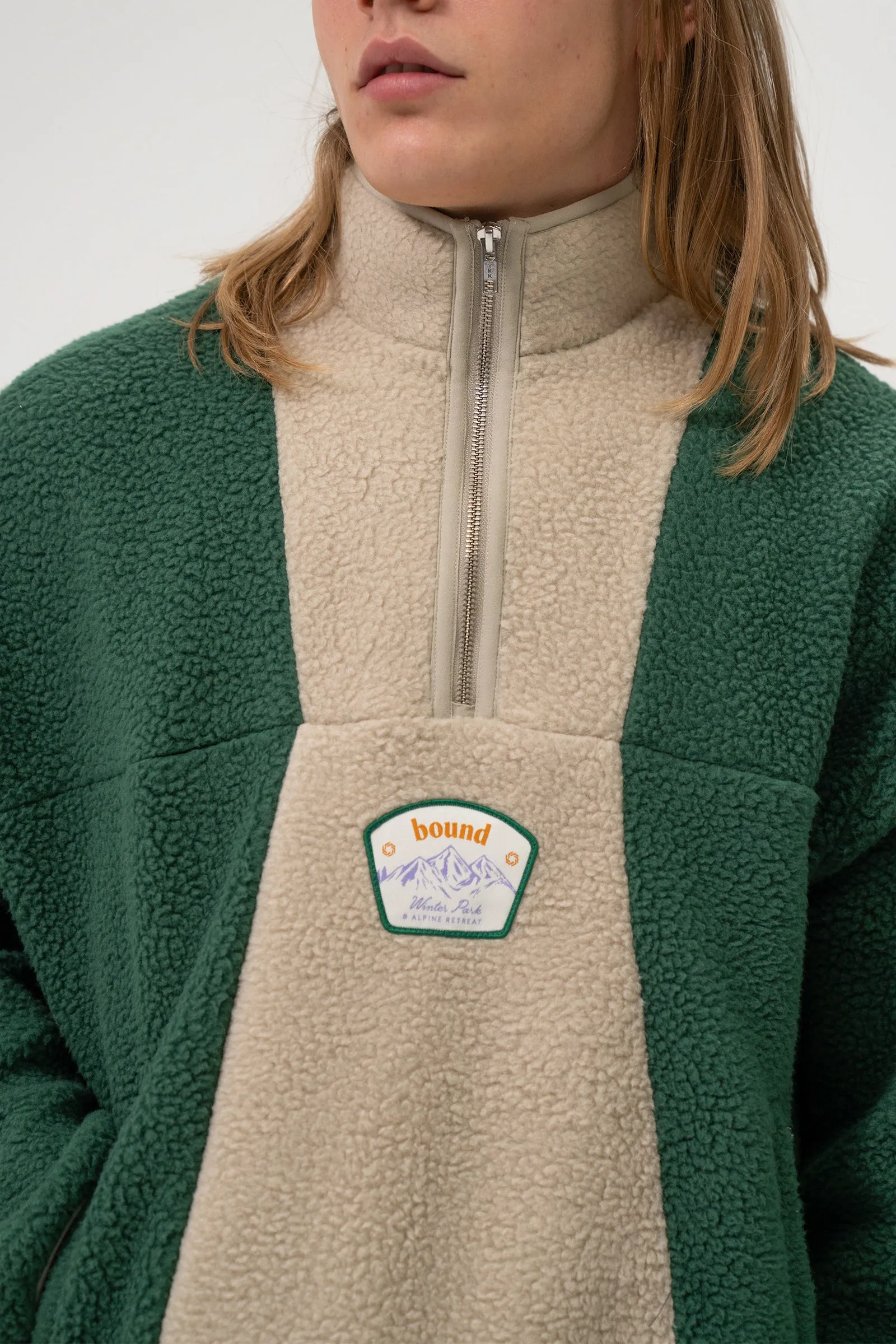 GREEN PANEL RETRO FLEECE PULLOVER sold by Bound product image thumbnail 5