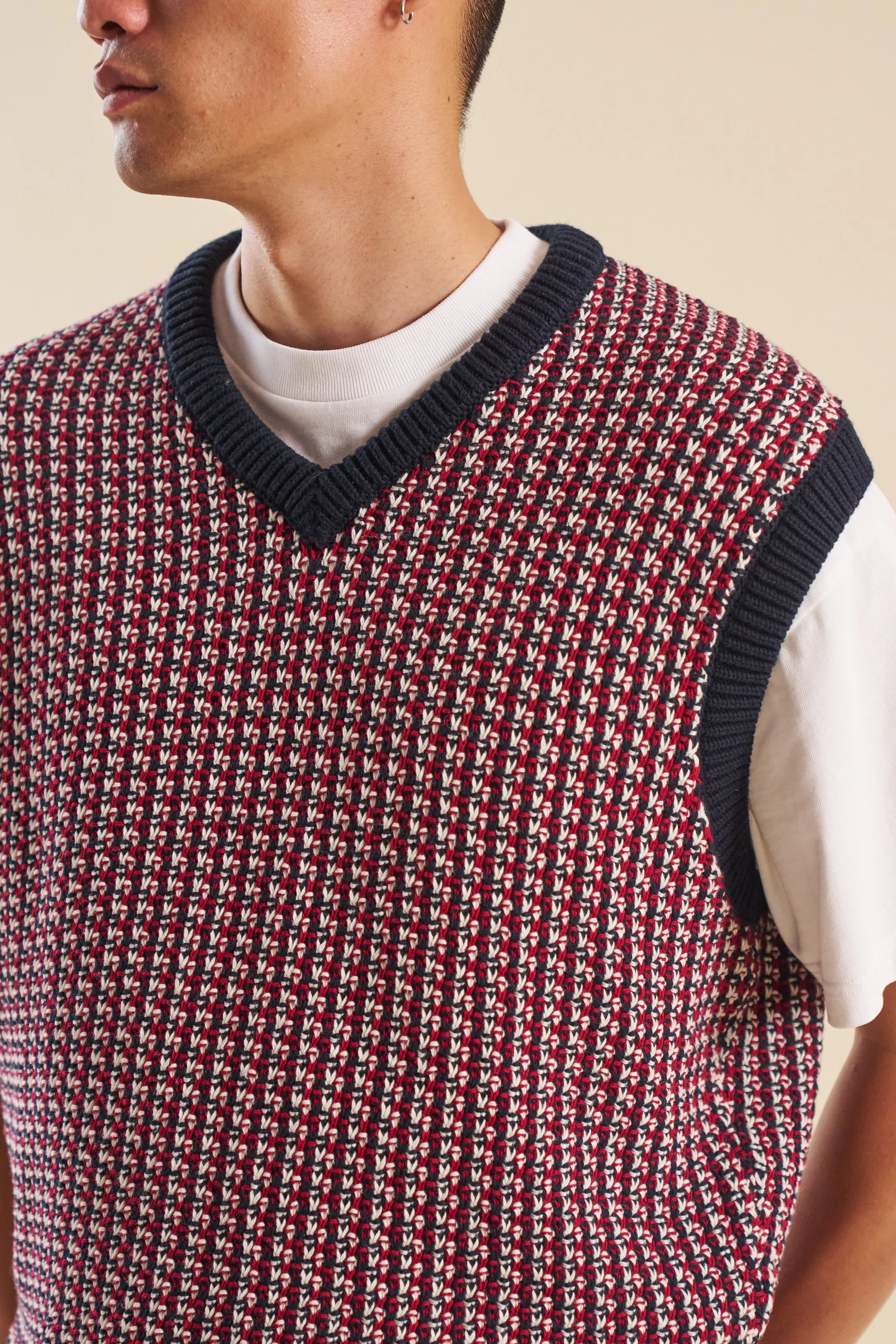 KNITTED CROCHET VEST - BLUE / RED sold by Bound product image thumbnail 4