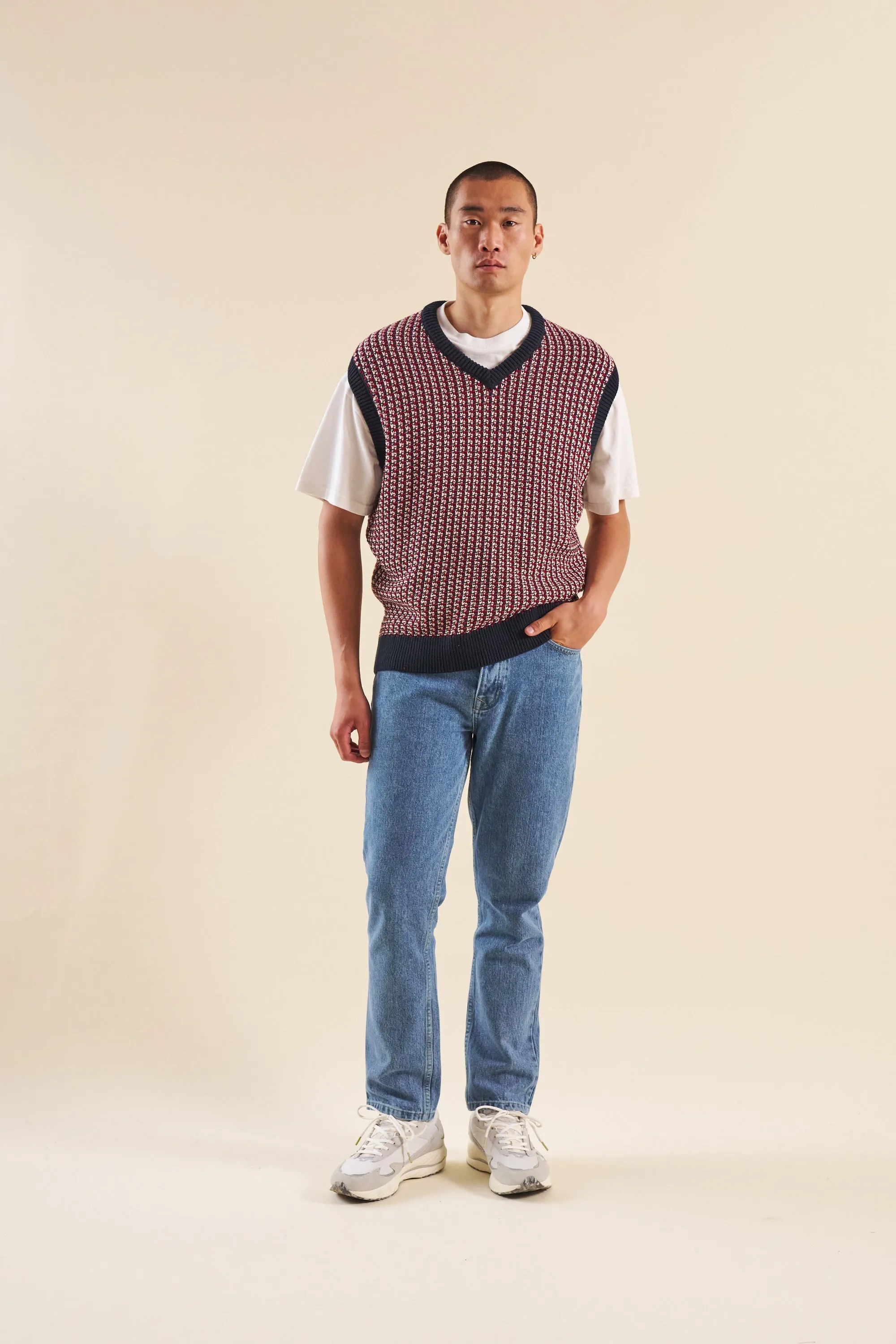 KNITTED CROCHET VEST - BLUE / RED sold by Bound product image thumbnail 3