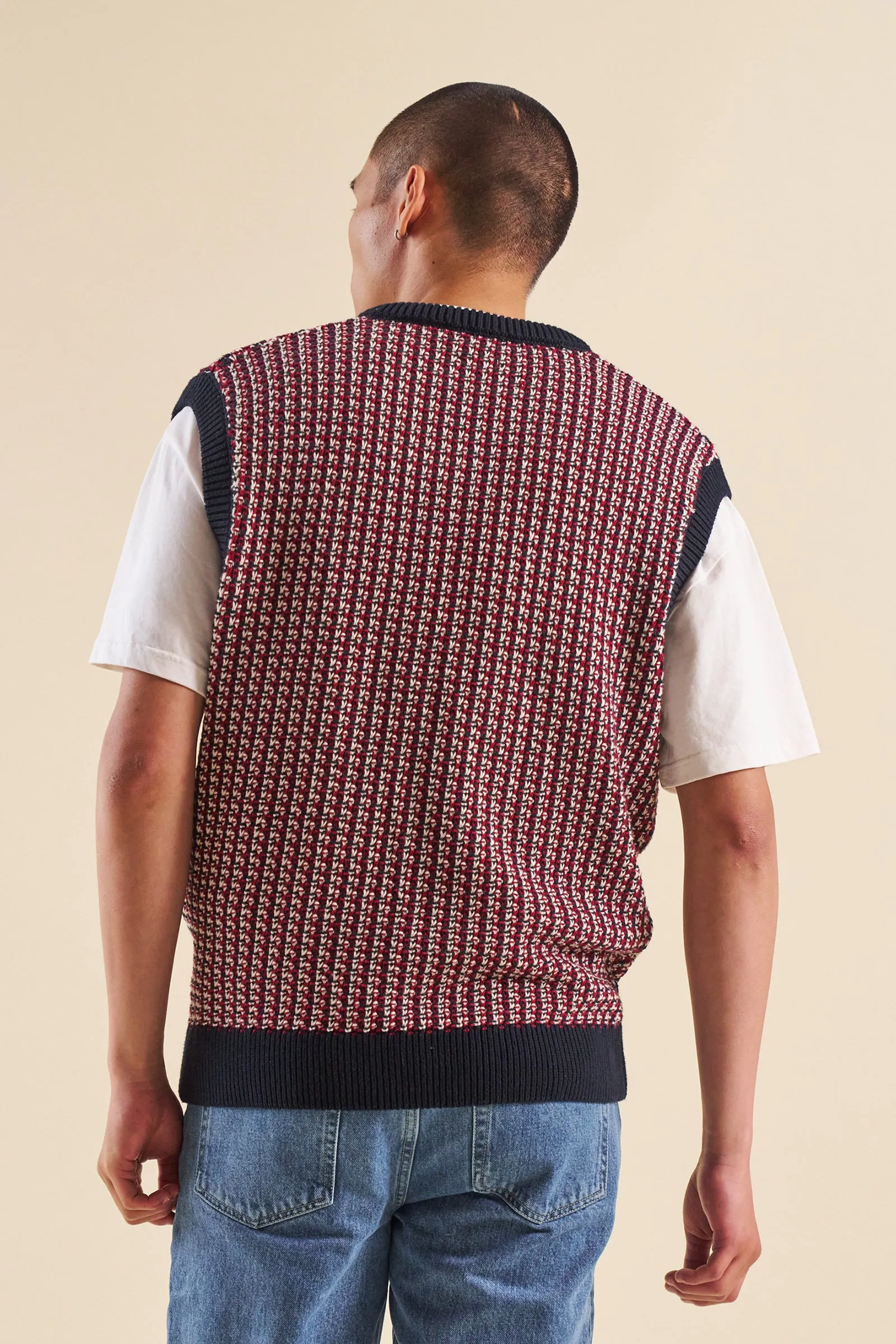 KNITTED CROCHET VEST - BLUE / RED sold by Bound product image thumbnail 2