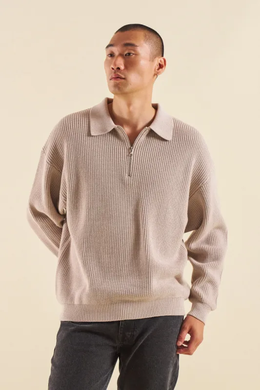 CLOUD GREY HALF ZIP KNIT PULLOVER sold by Bound
