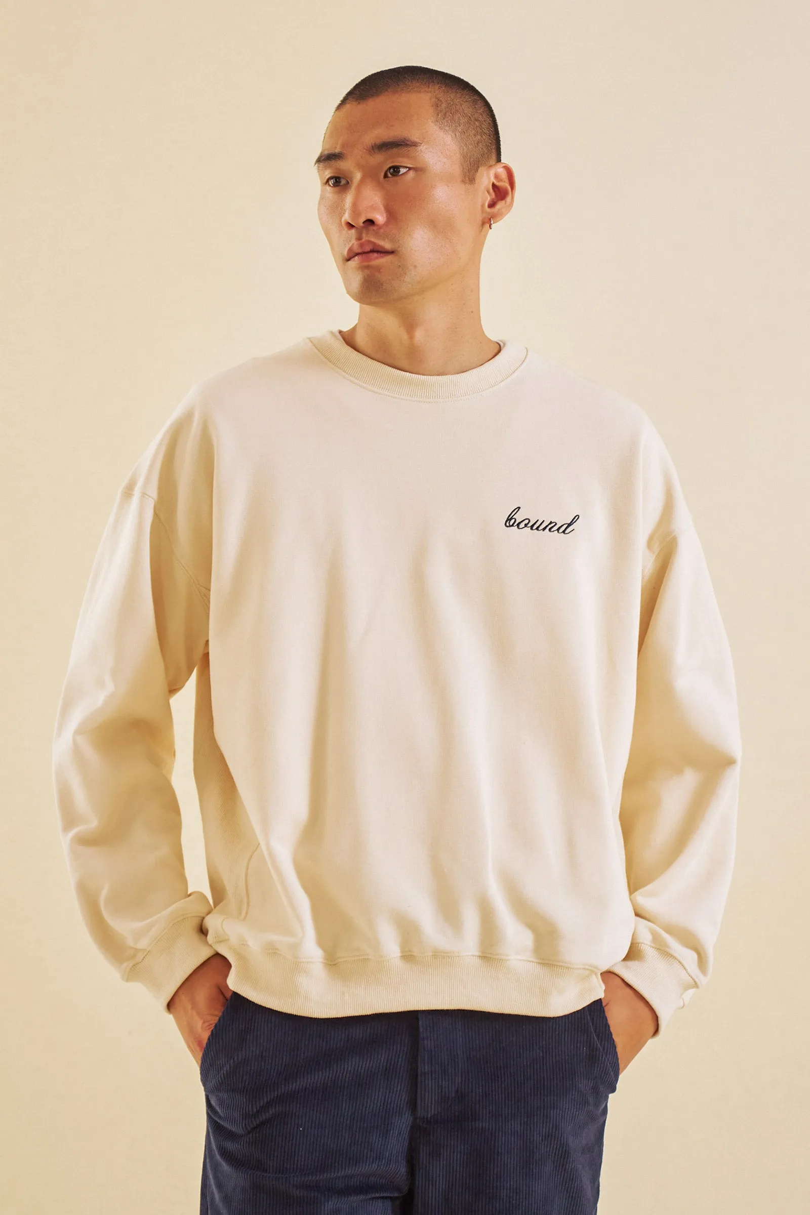 CREAM PREMIUM SCRIPT SWEATER sold by Bound