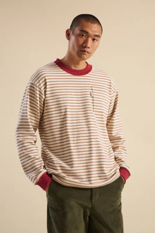 CREAM STRIPE POCKET LONGSLEEVE TEE sold by Bound