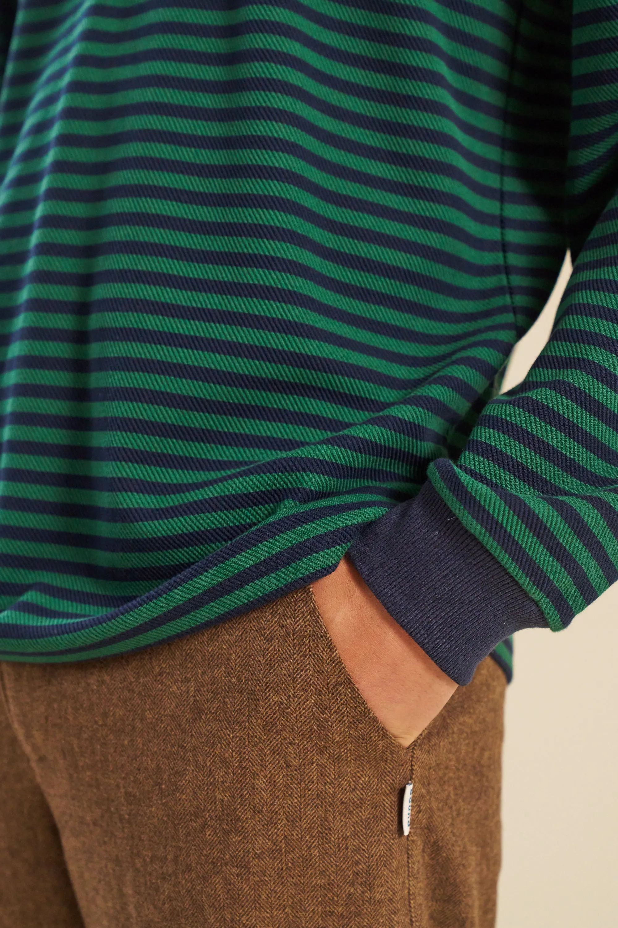 NAVY & GREEN TEXTURED STRIPE LS TEE sold by Bound product image thumbnail 4