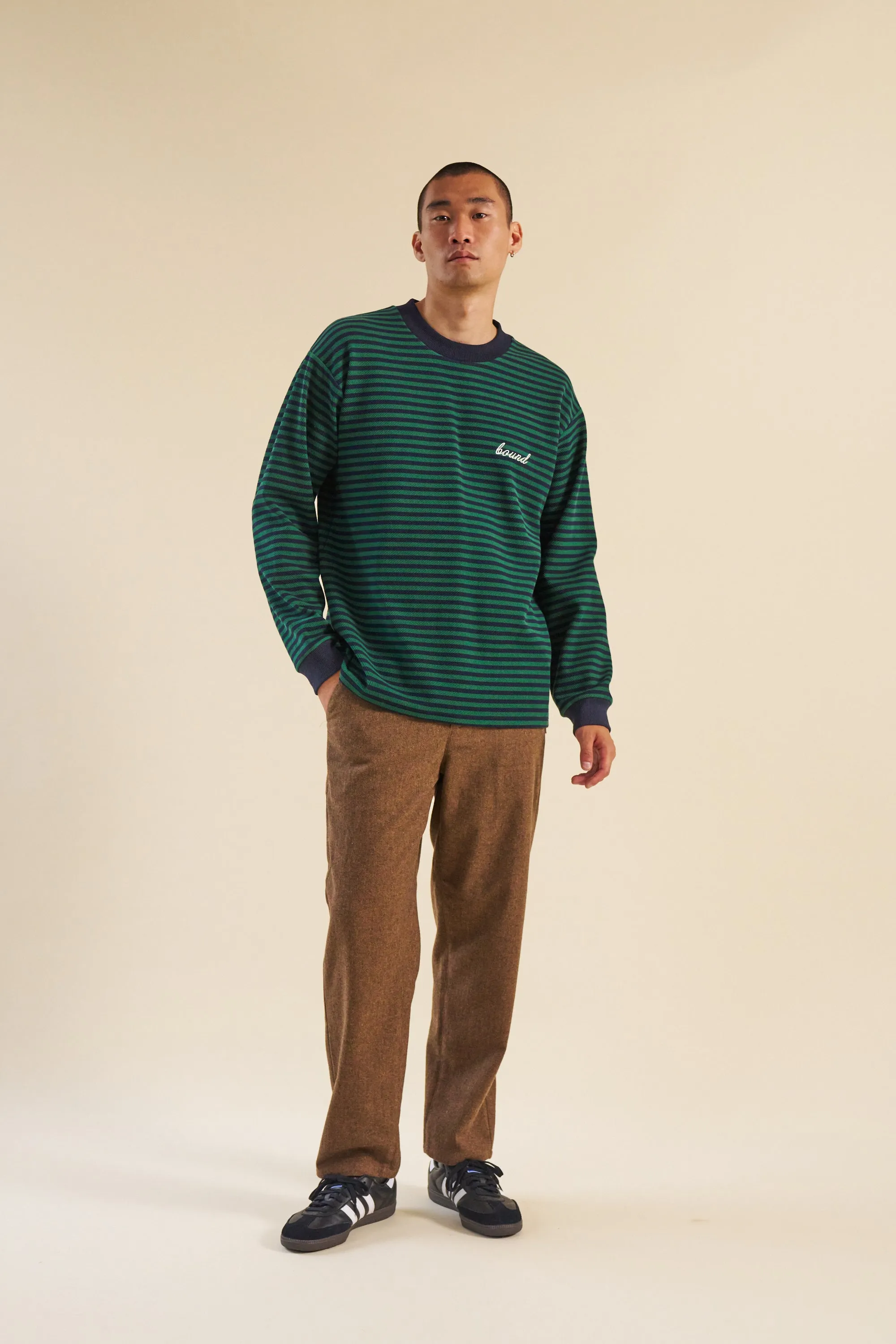 NAVY & GREEN TEXTURED STRIPE LS TEE sold by Bound product image thumbnail 5