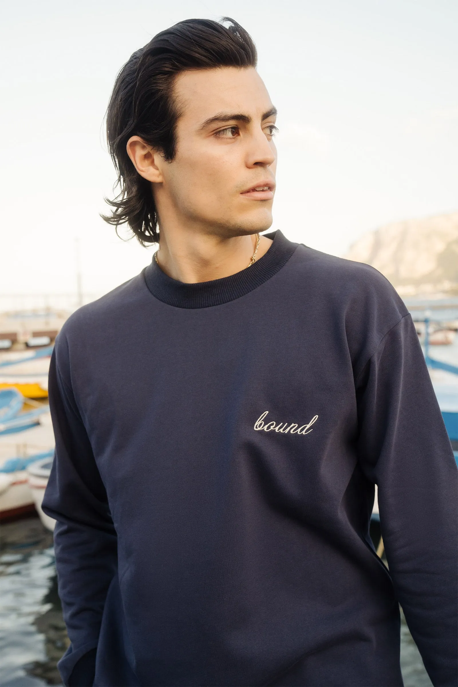 SCRIPT LONGSLEEVE HEAVY TEE - NAVY sold by Bound product image thumbnail 5