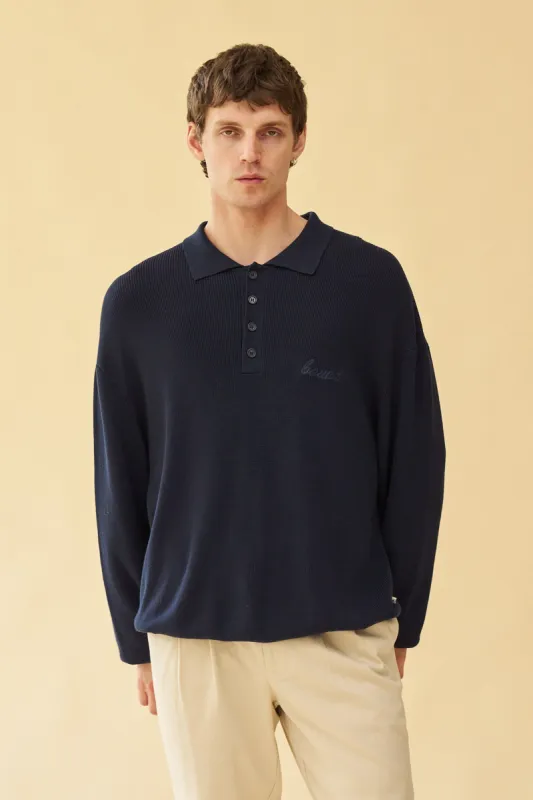 ENNIO LS KNIT POLO - NAVY sold by Bound
