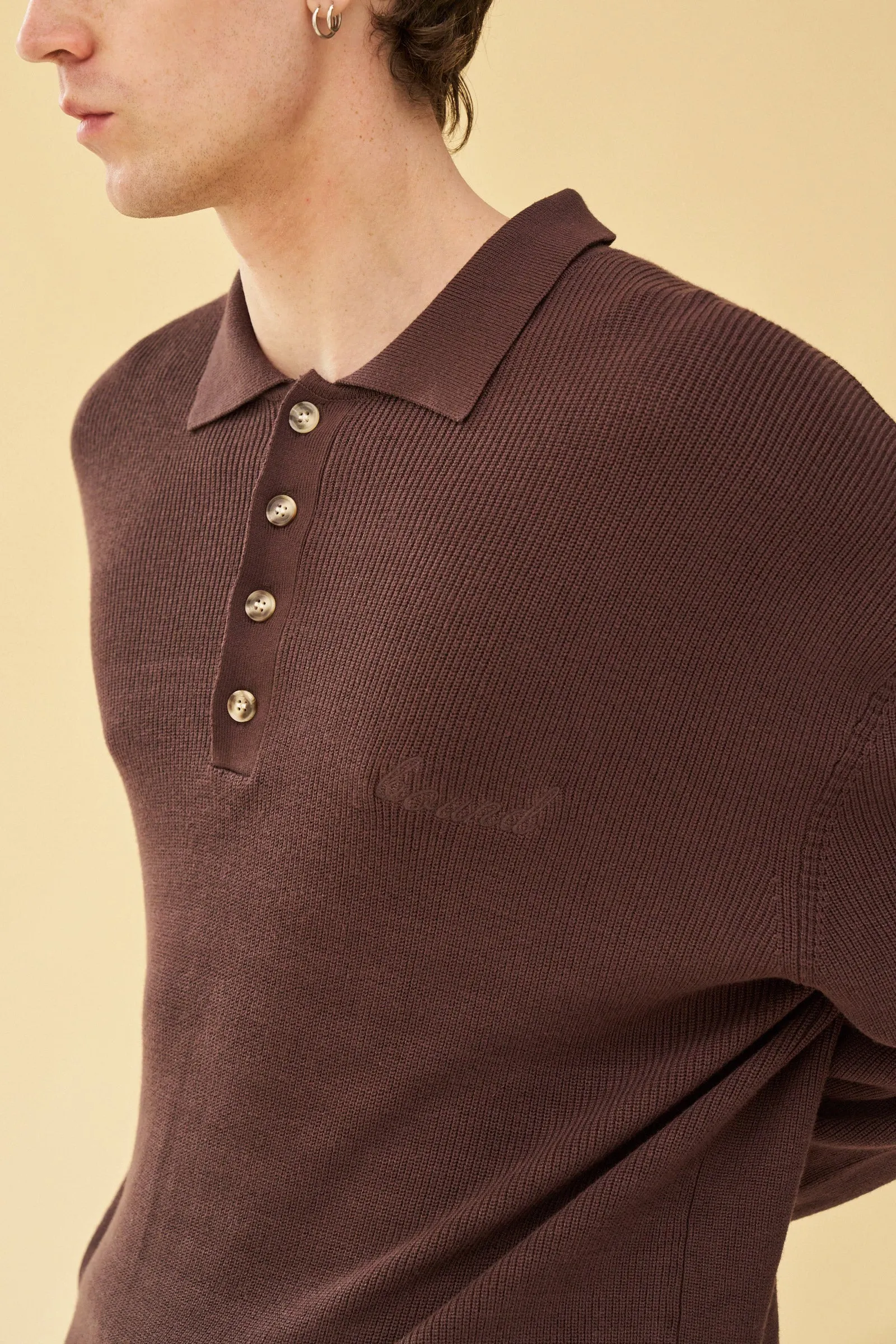 ENNIO LS KNIT POLO - BROWN sold by Bound product image thumbnail 3