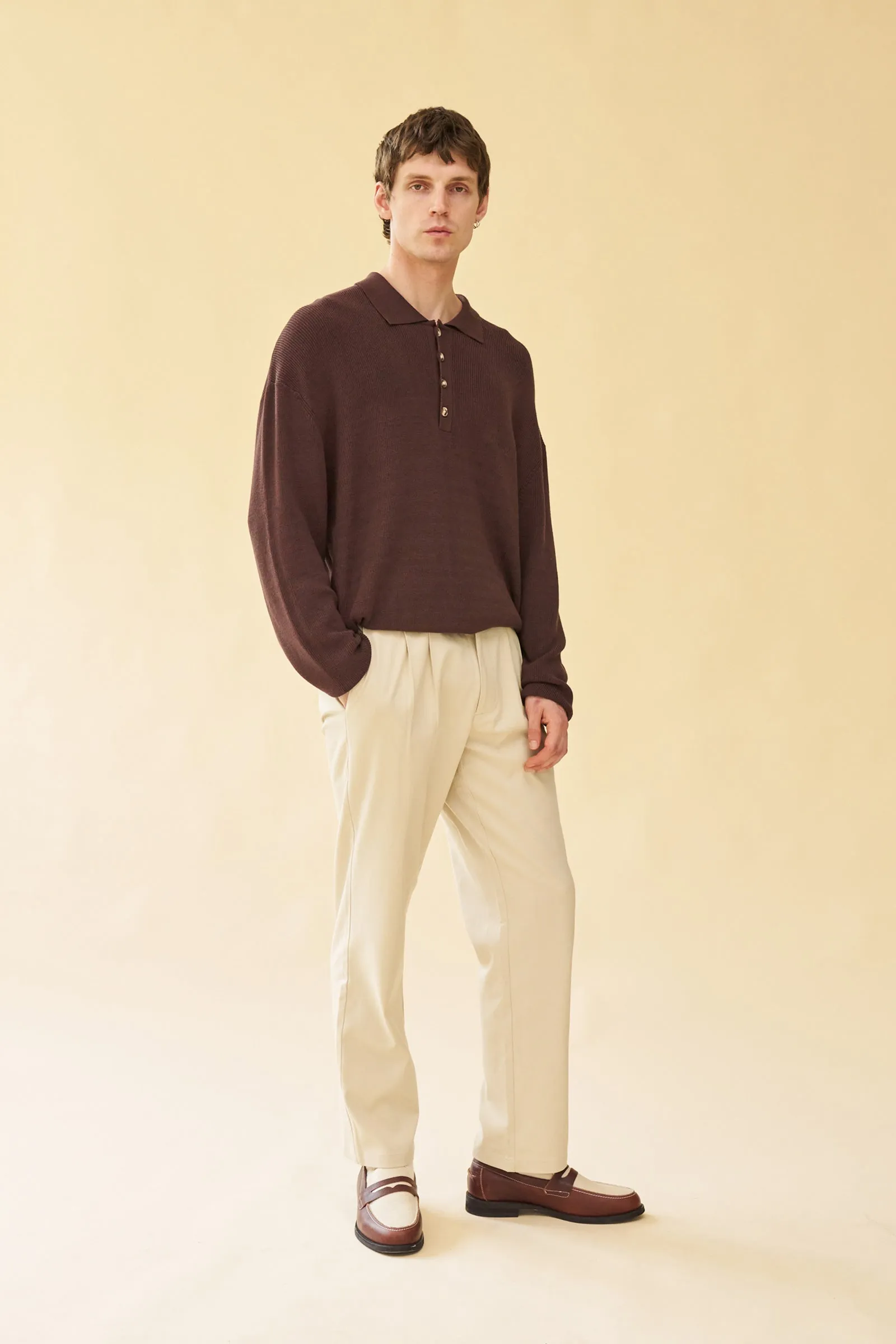 ENNIO LS KNIT POLO - BROWN sold by Bound product image thumbnail 2