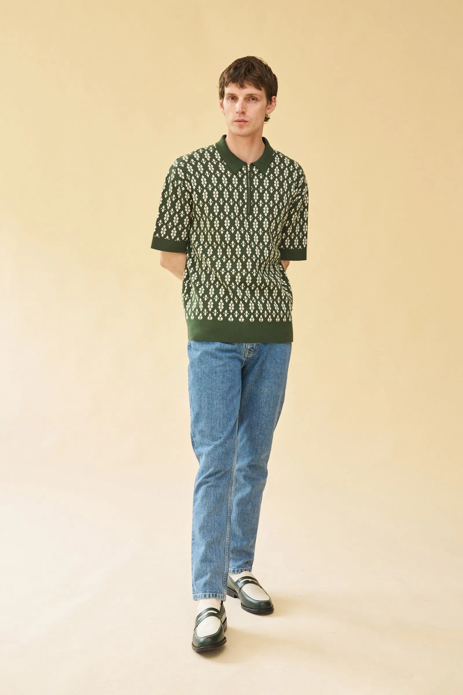 THEODORE 1/4 ZIP HEAVY KNIT POLO - GREEN sold by Bound product image thumbnail 2