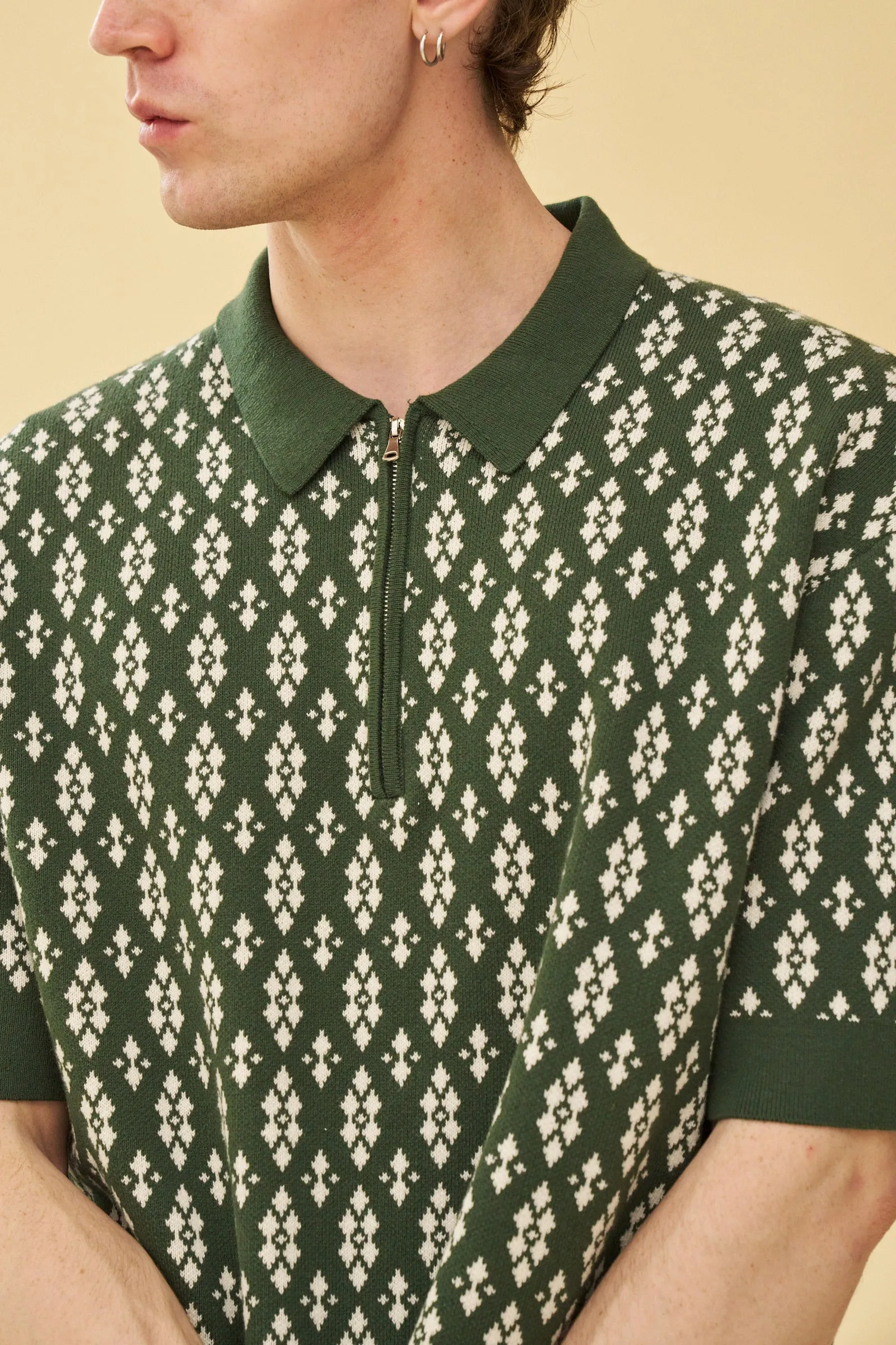 THEODORE 1/4 ZIP HEAVY KNIT POLO - GREEN sold by Bound product image thumbnail 3