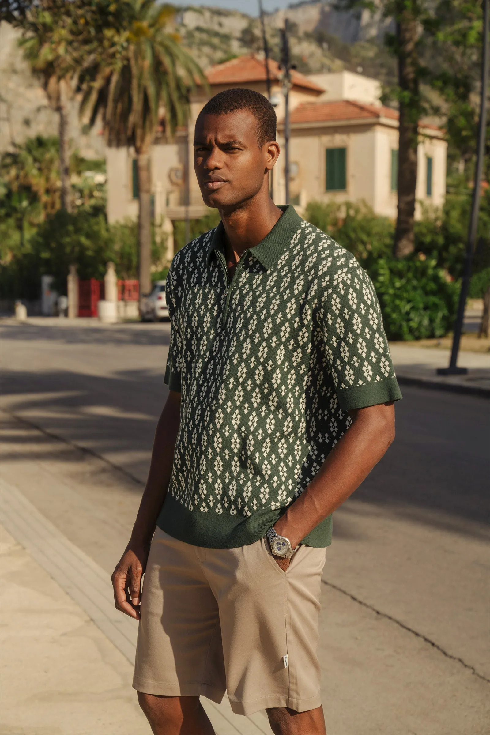 THEODORE 1/4 ZIP HEAVY KNIT POLO - GREEN sold by Bound product image thumbnail 5