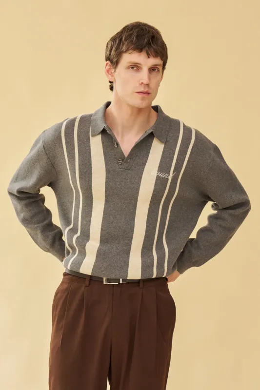 APRILE LS KNIT POLO - GREY sold by Bound