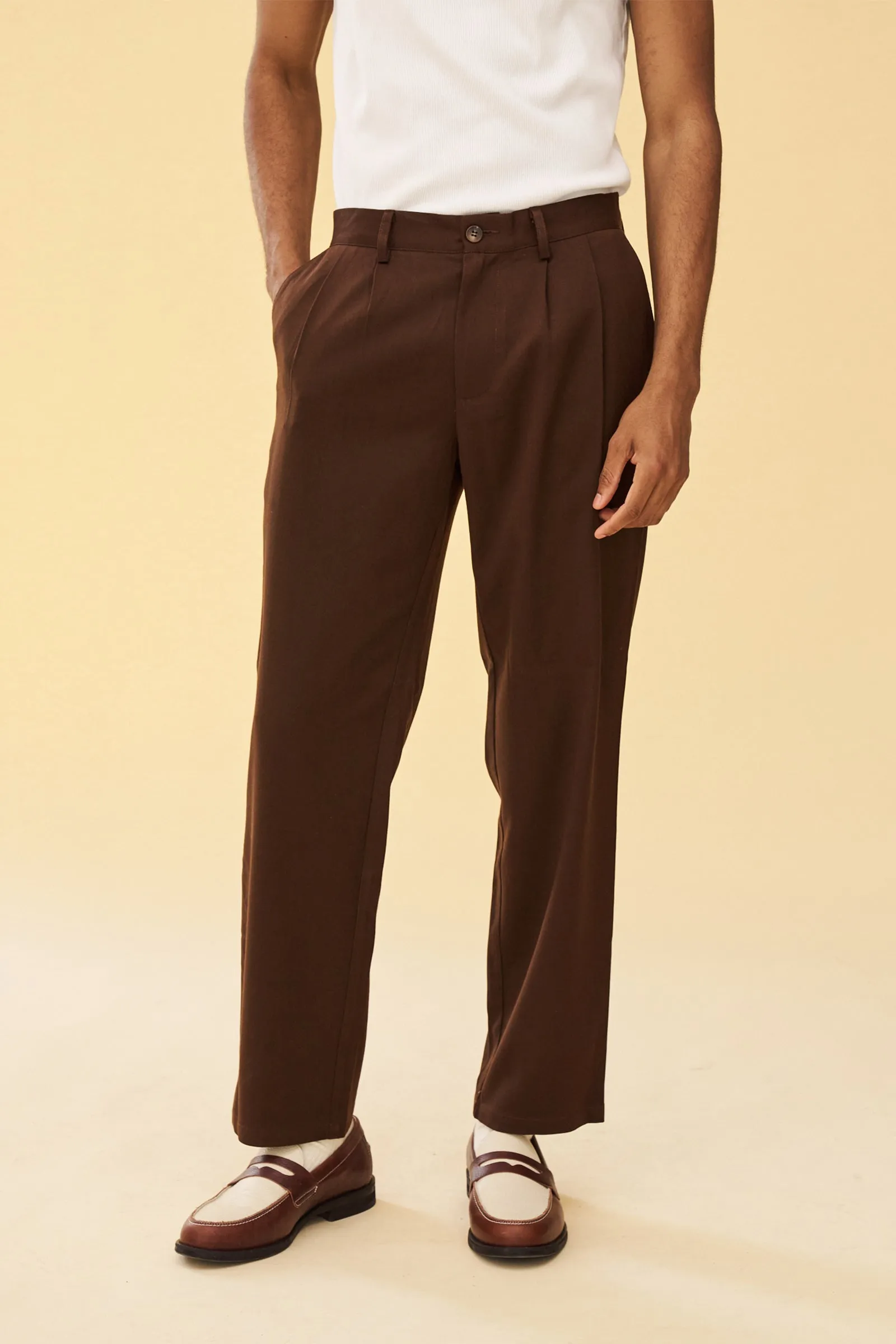 PLEATED SMART TROUSERS - BROWN sold by Bound