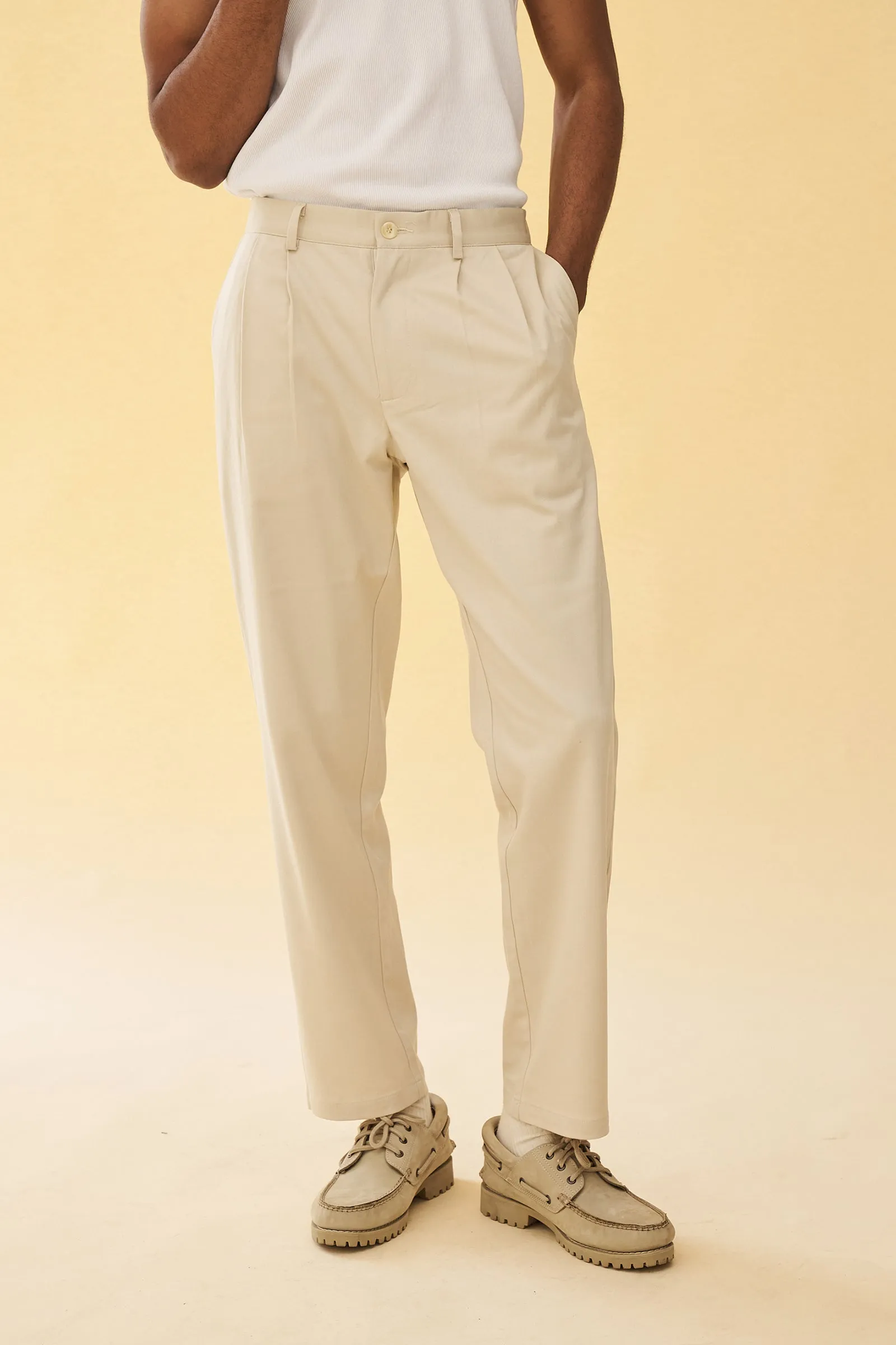PLEATED SMART TROUSERS - CREAM sold by Bound