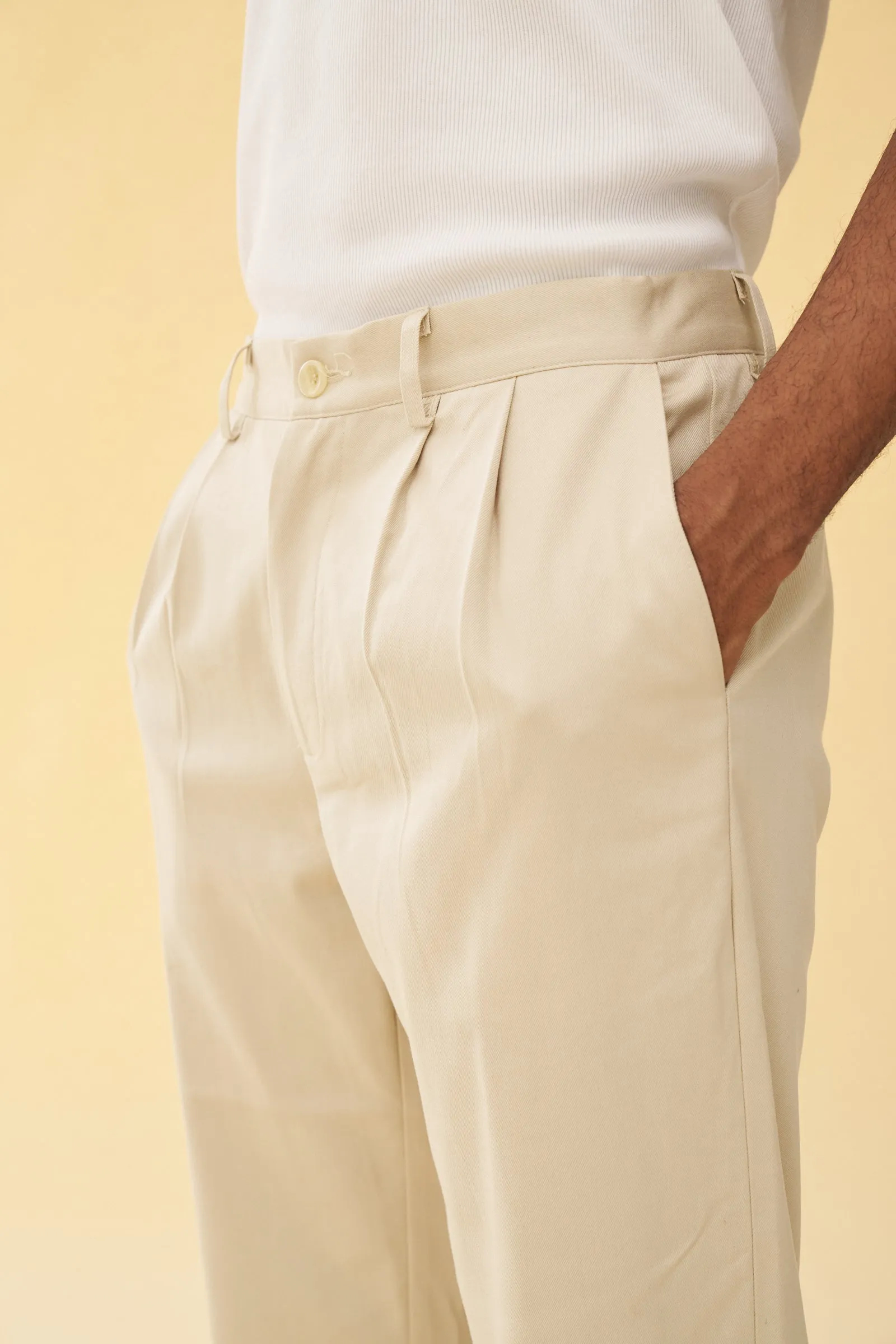 PLEATED SMART TROUSERS - CREAM sold by Bound product image thumbnail 4