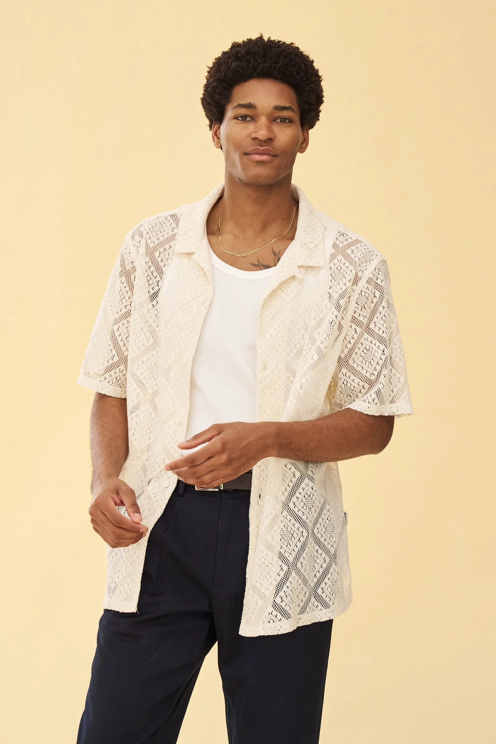 LACE VACATION SHIRT - CREAM sold by Bound product image thumbnail 4